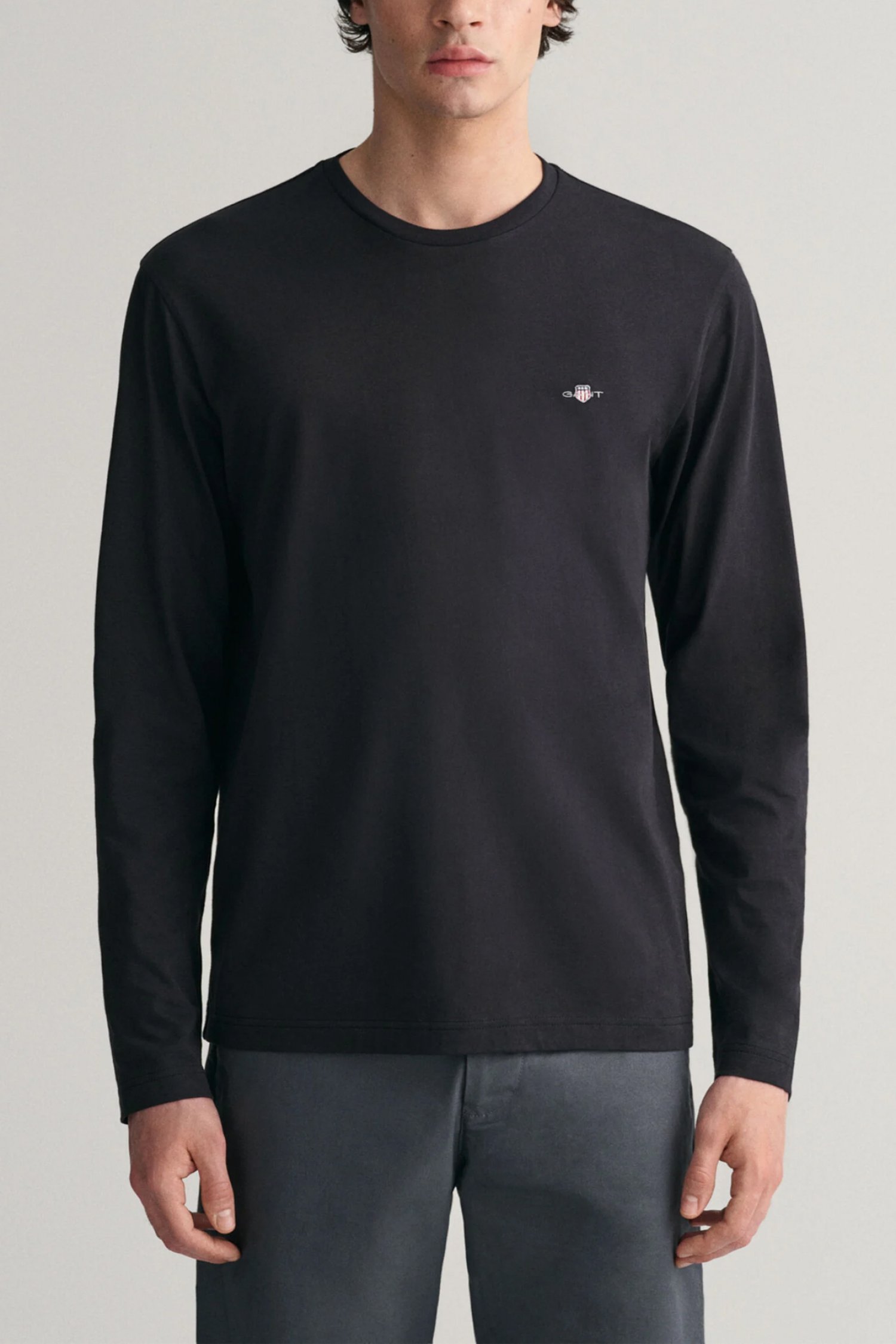 GANT T-SHIRT REG SHIELD LS ΜΑΥΡΟ