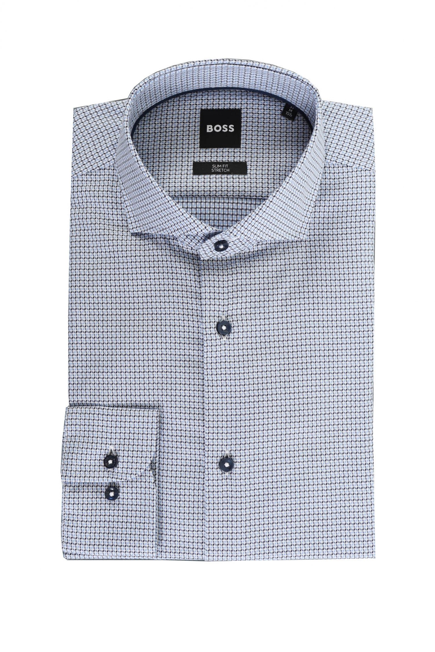 BOSS ΠΟΥΚΑΜΙΣΟ SLIM FIT STRETCH ΜΙΚΡΟΣΧΕΔΙΟ h-hank-spread-c5-233 ΣΙΕΛ