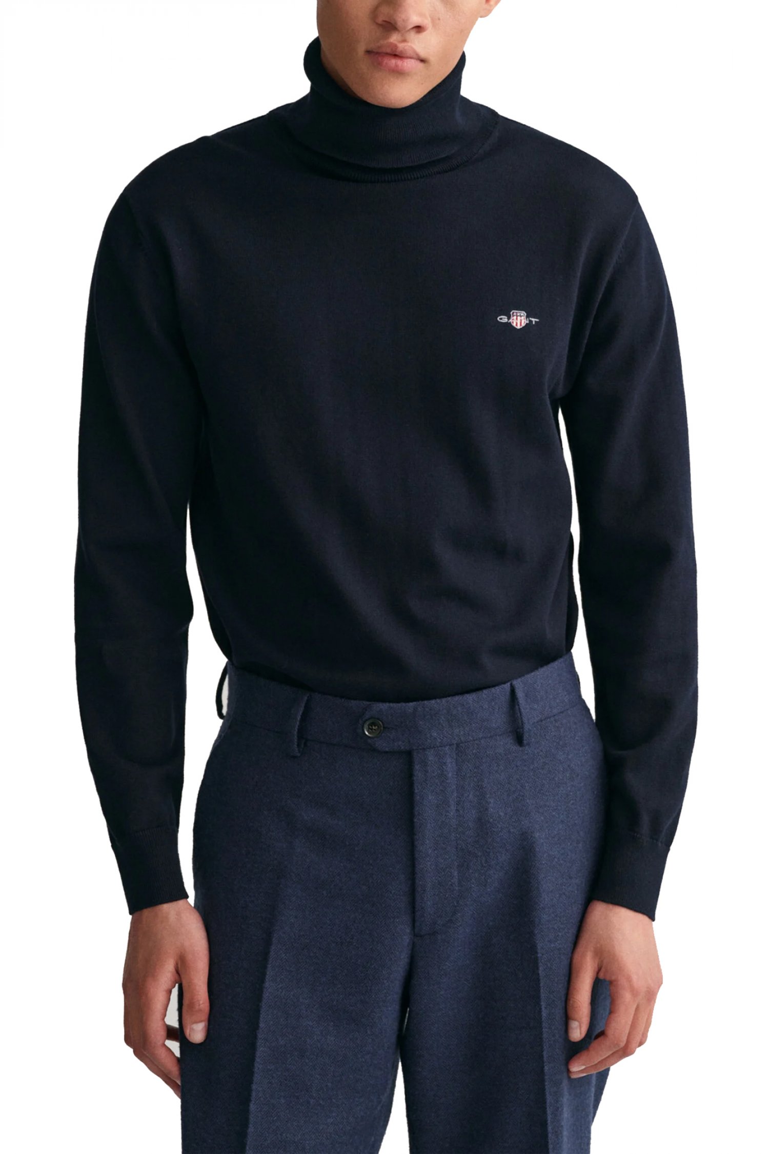 GANT ΠΛΕΚΤΟ CLASSIC COTTON ROLLERNECK ΜΠΛΕ