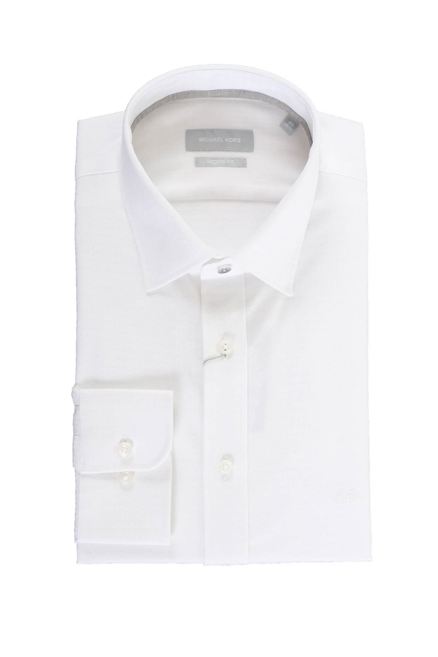 MICHAEL KORS ΠΟΥΚΑΜΙΣΟ RECTANGLE MODERN FIT EASY CARE STRETCH ΛΕΥΚΟ