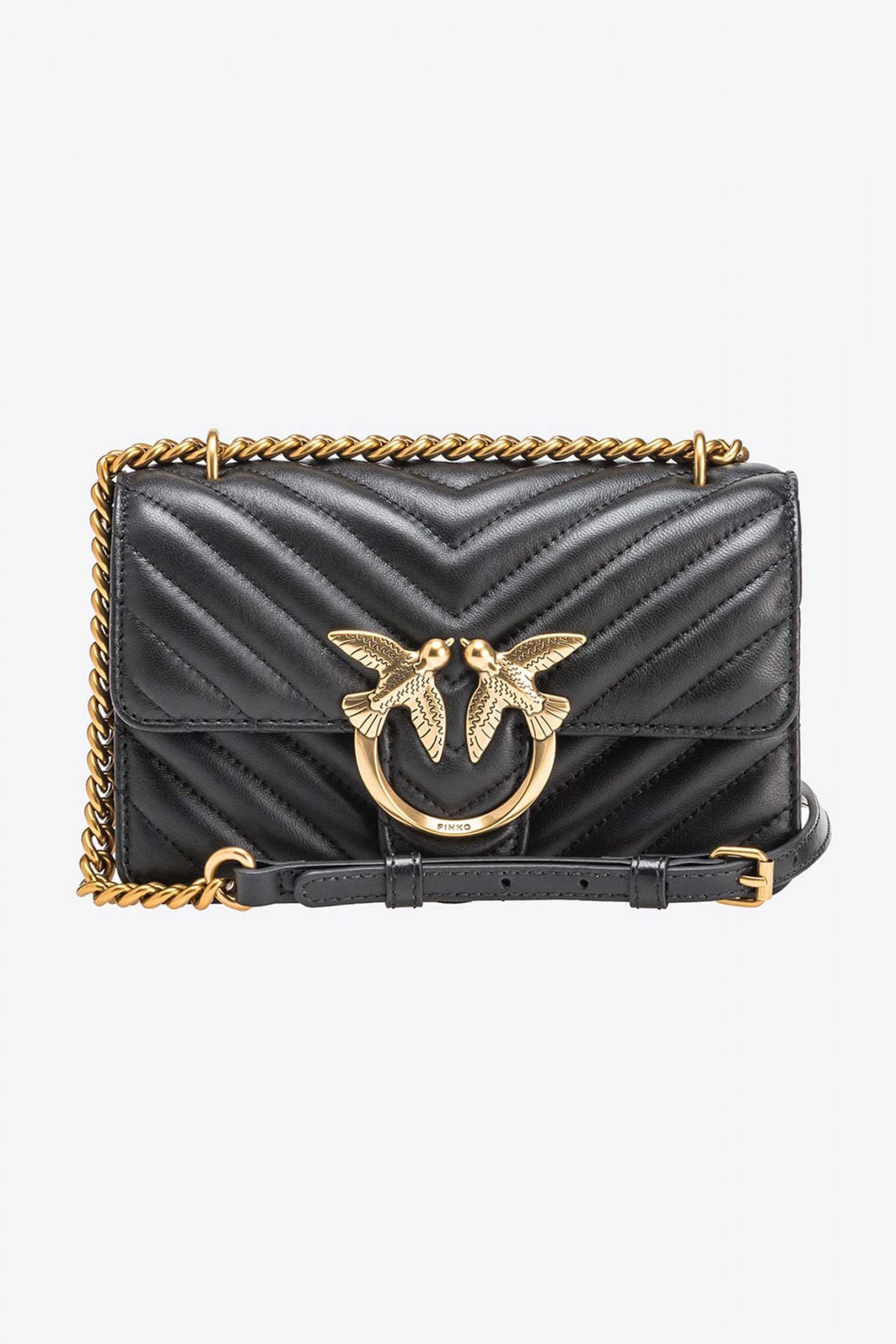 PINKO ΤΣΑΝΤΑΚΙ CROSSBODY LOVE ONE MINI DC LOGO ΜΑΥΡΟ