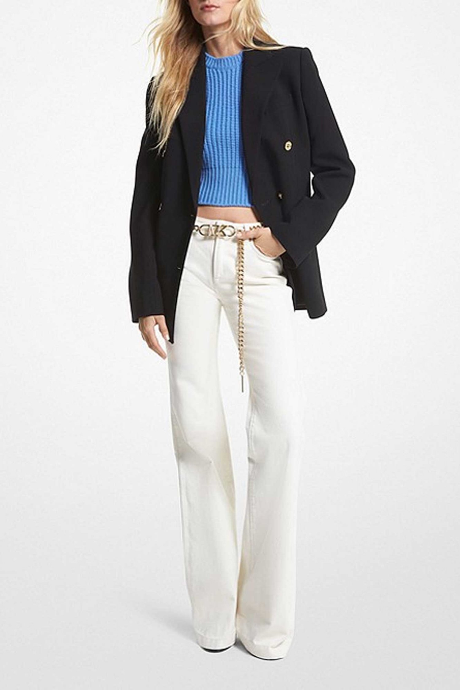 MICHAEL KORS ΠΑΝΤΕΛΟΝΙ JEANS 5ΤΣΕΠΟ ΑΠΟΣΠΩΜΕΝΗ ΑΛΥΣΙΔΑ ΧΡΥΣΟ LOGO ΕΚΡΟΥ