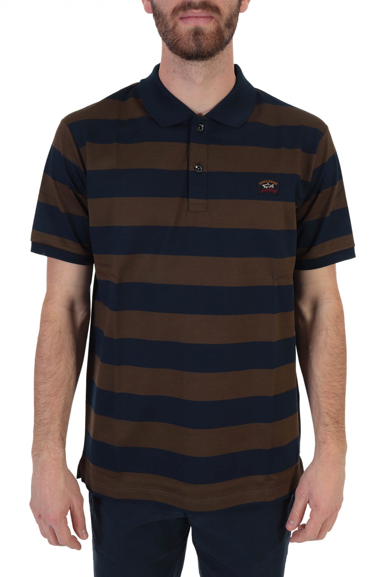 PAUL&SHARK PAUL&SHARK POLO LOGO DOUBLE MERCERIZED ΡΙΓΕ ΛΑΔΙ-ΜΠΛΕ