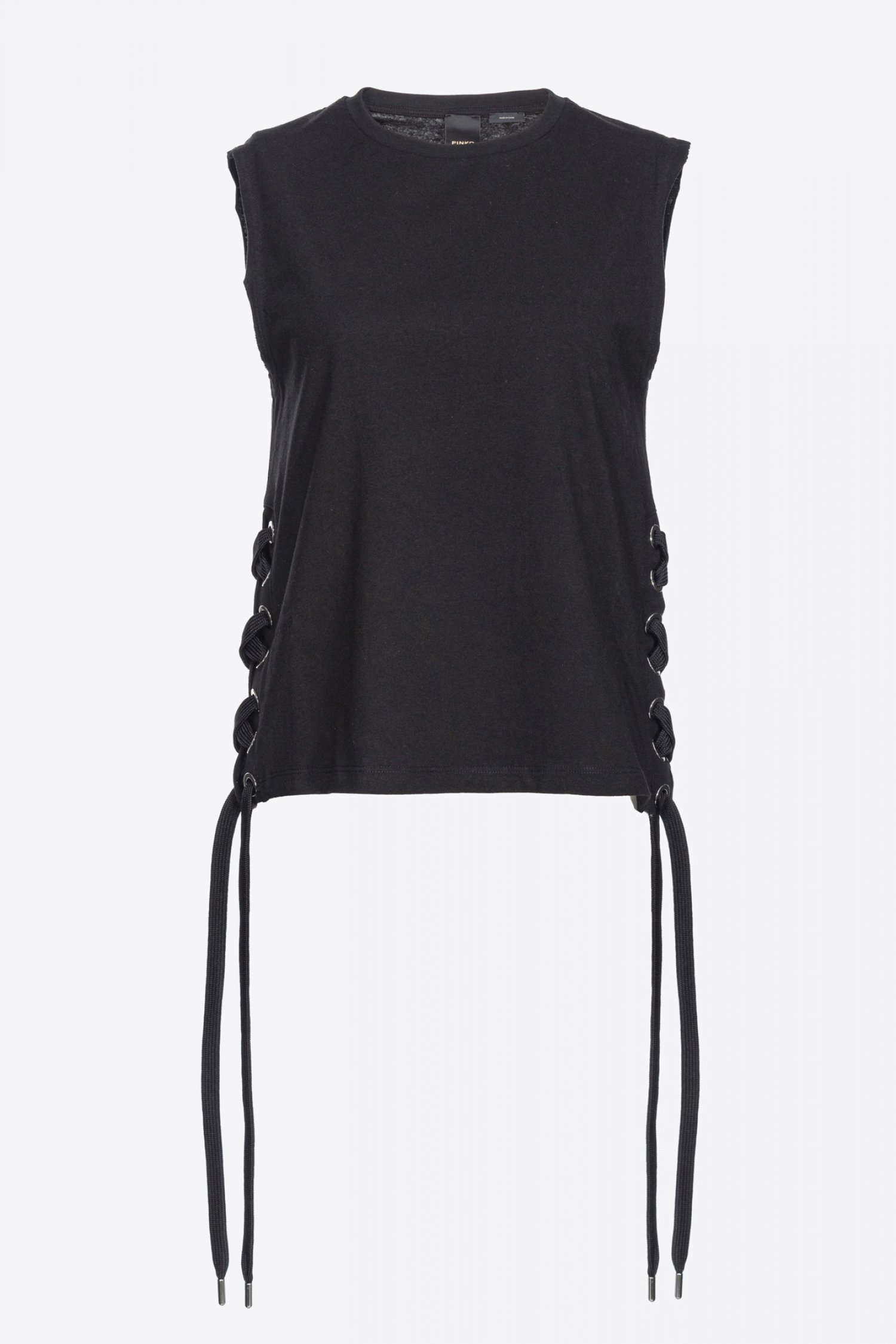 PINKO T-SHIRT TAXI DRIVER ΚΟΡΔΟΝΙΑ ΠΛΑΙ ΜΑΥΡΟ