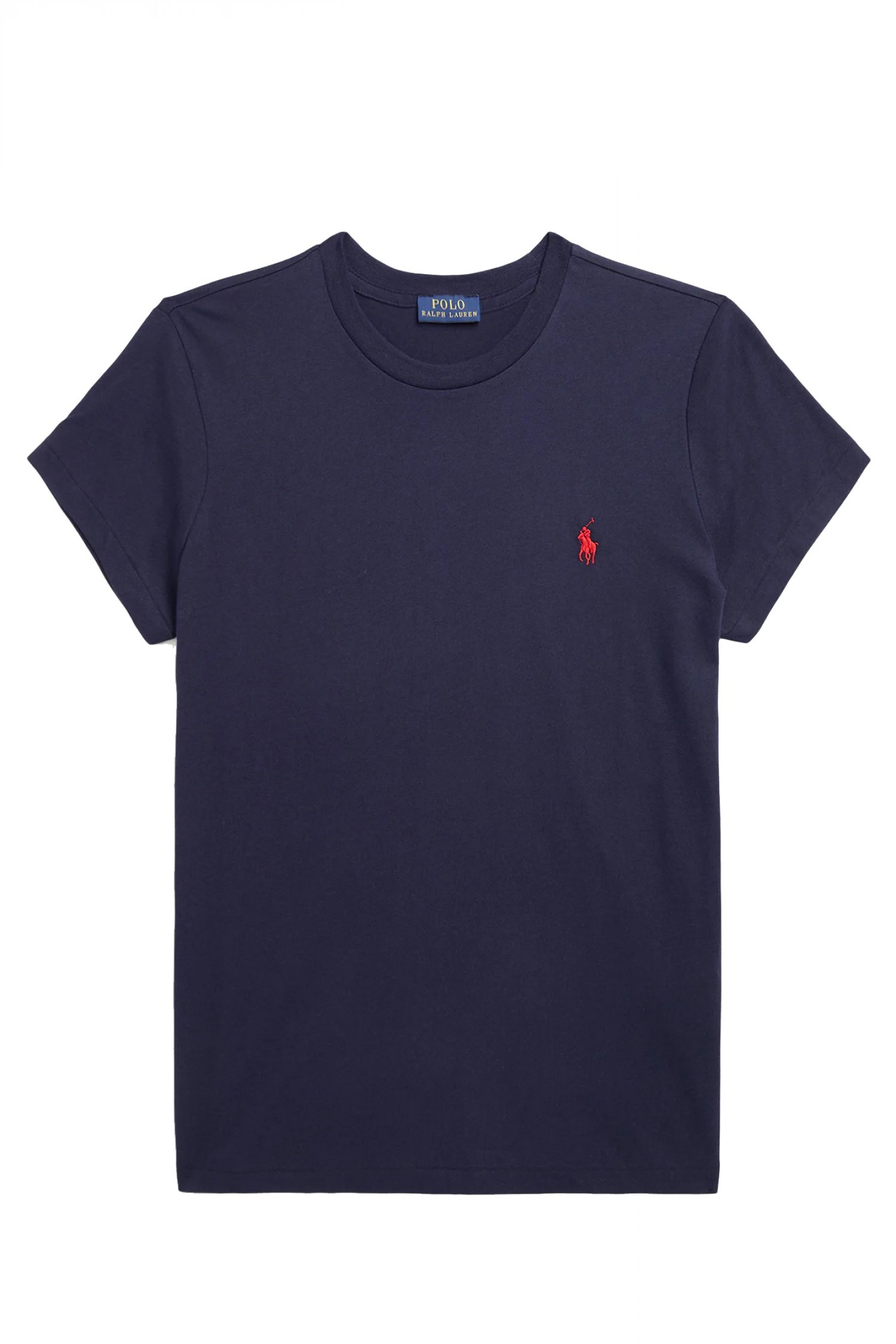 RALPH LAUREN T-SHIRT ΛΑΙΜΟΚΟΨΗ LOGO ΣΚΟΥΡΟ ΜΠΛΕ