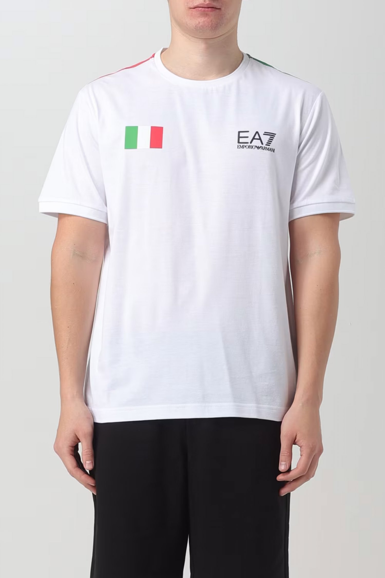 ARMANI 7 T-SHIRT LOGO ITALIA FLAG ΛΕΥΚΟ-ΠΡΑΣΙΝΟ