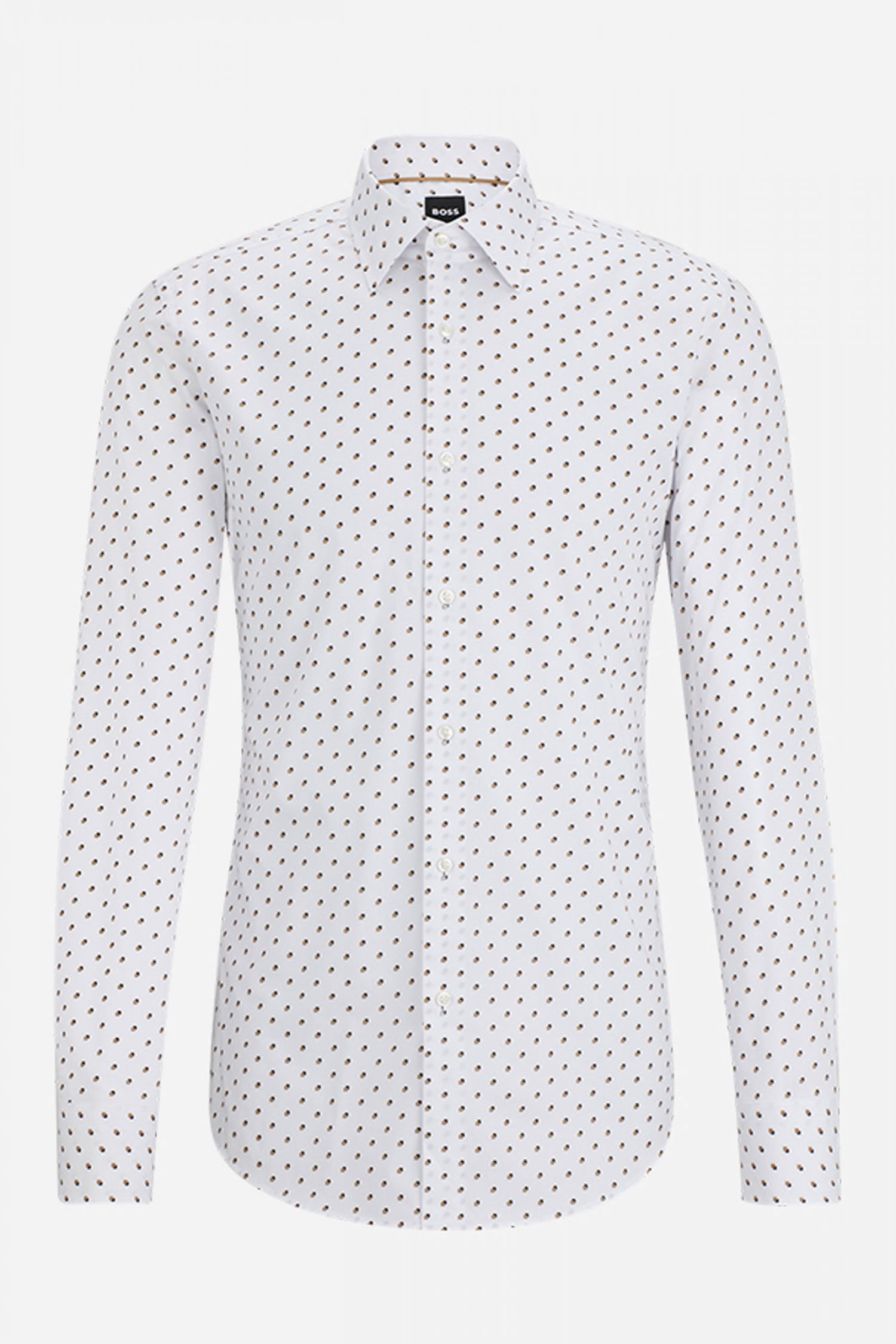 BOSS ΠΟΥΚΑΜΙΣΟ ΜΙΚΡΟΣΧΕΔΙΟ SLIM FIT STRETCH H-HANK-KENT-C1-214 ΛΕΥΚΟ