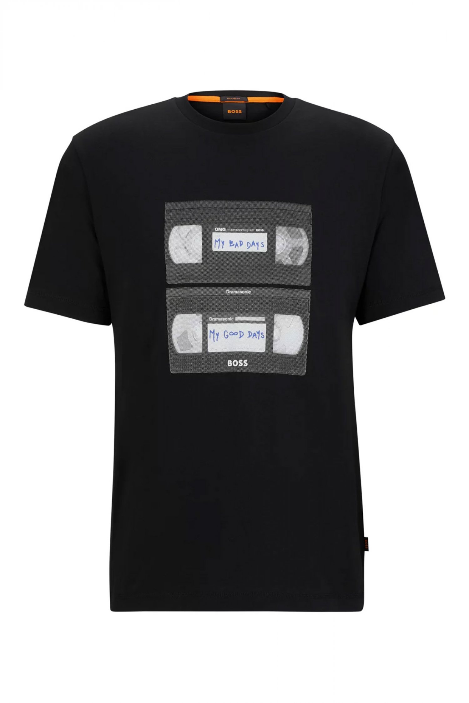 BOSS CASUAL T-SHIRT JERSEY TERETROLEO RELAXED FIT ΜΑΥΡΟ