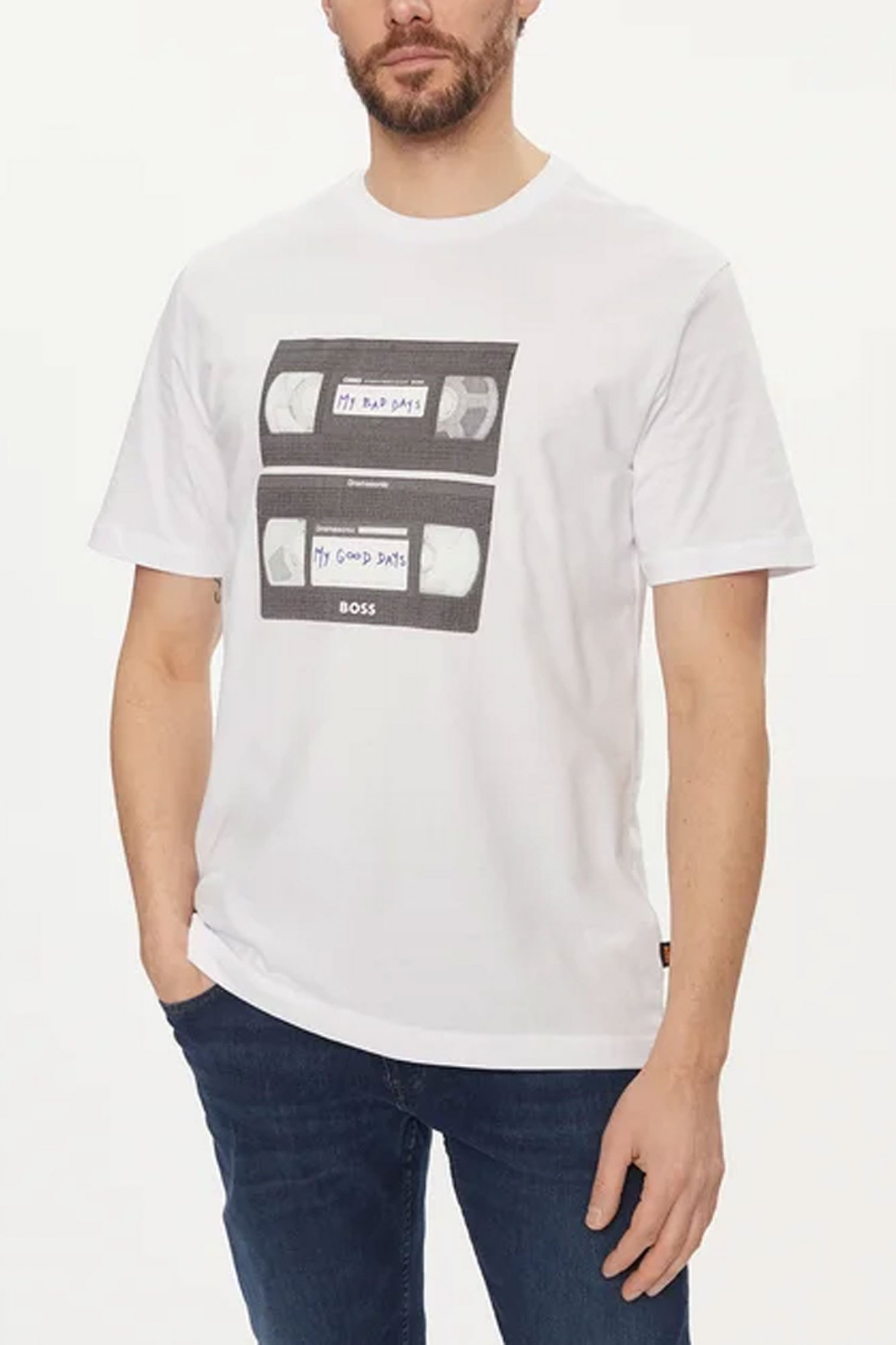 BOSS CASUAL T-SHIRT JERSEY TERETROLEO RELAXED FIT ΛΕΥΚΟ