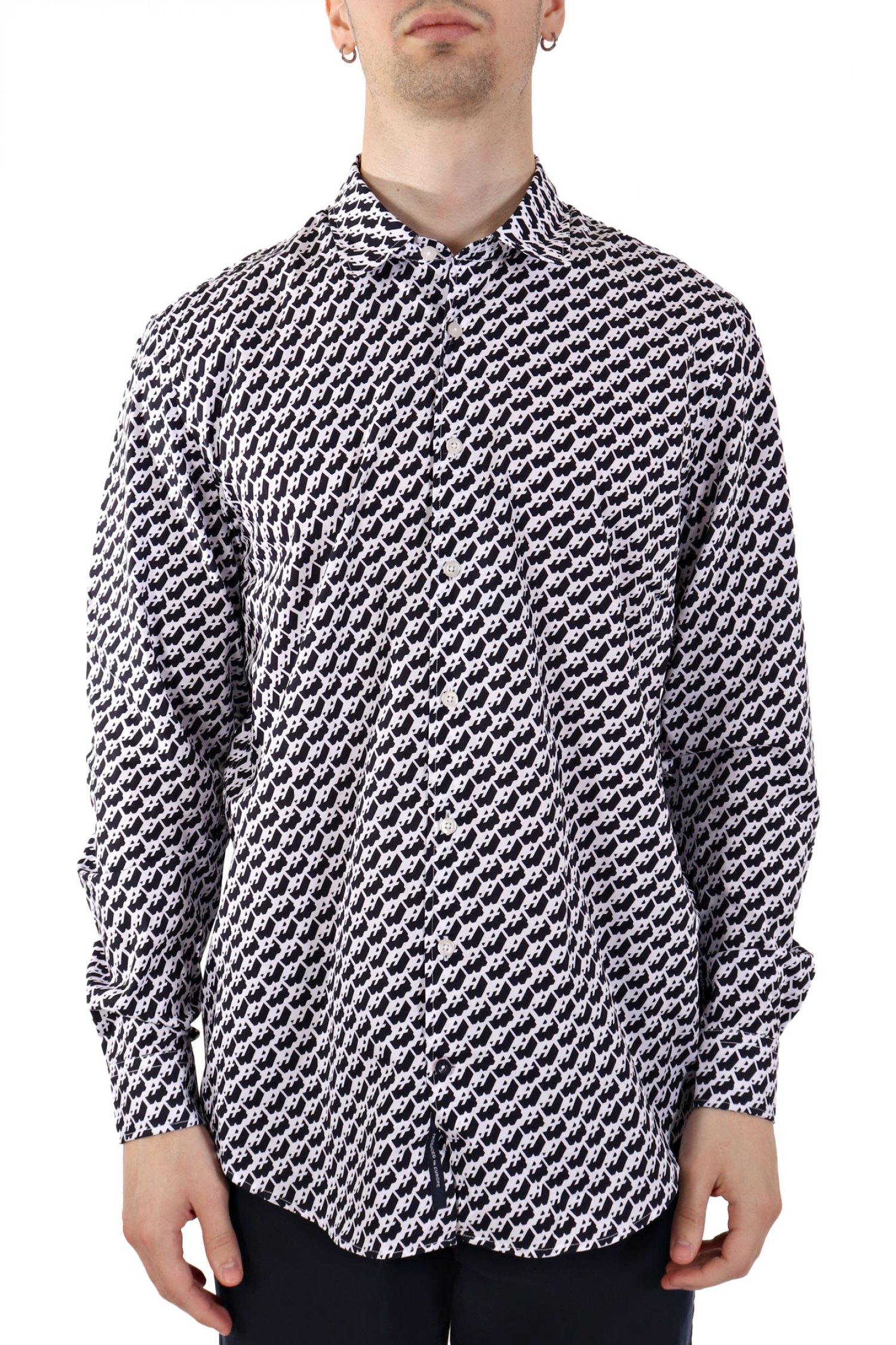 HECHTER PARIS HECHTER ΠΟΥΚΑΜΙΣΟ CASUAL MODERN FIT ΜΕ ΣΧΕΔΙΟ ΜΠΛΕ-ΛΕΥΚΟ