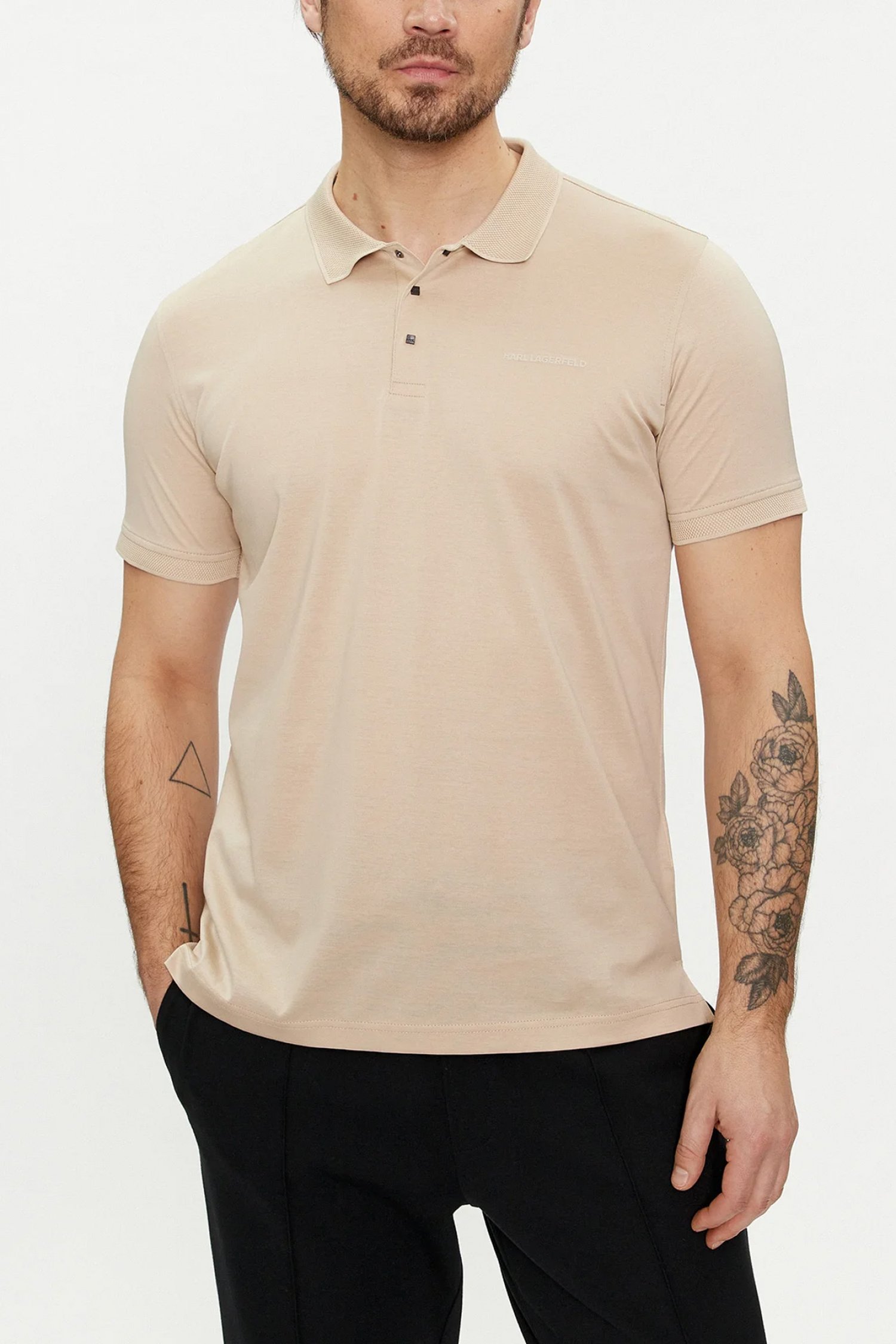 KARL LAGERFELD POLO PRESSBUTTON LOGO ΜΠΕΖ