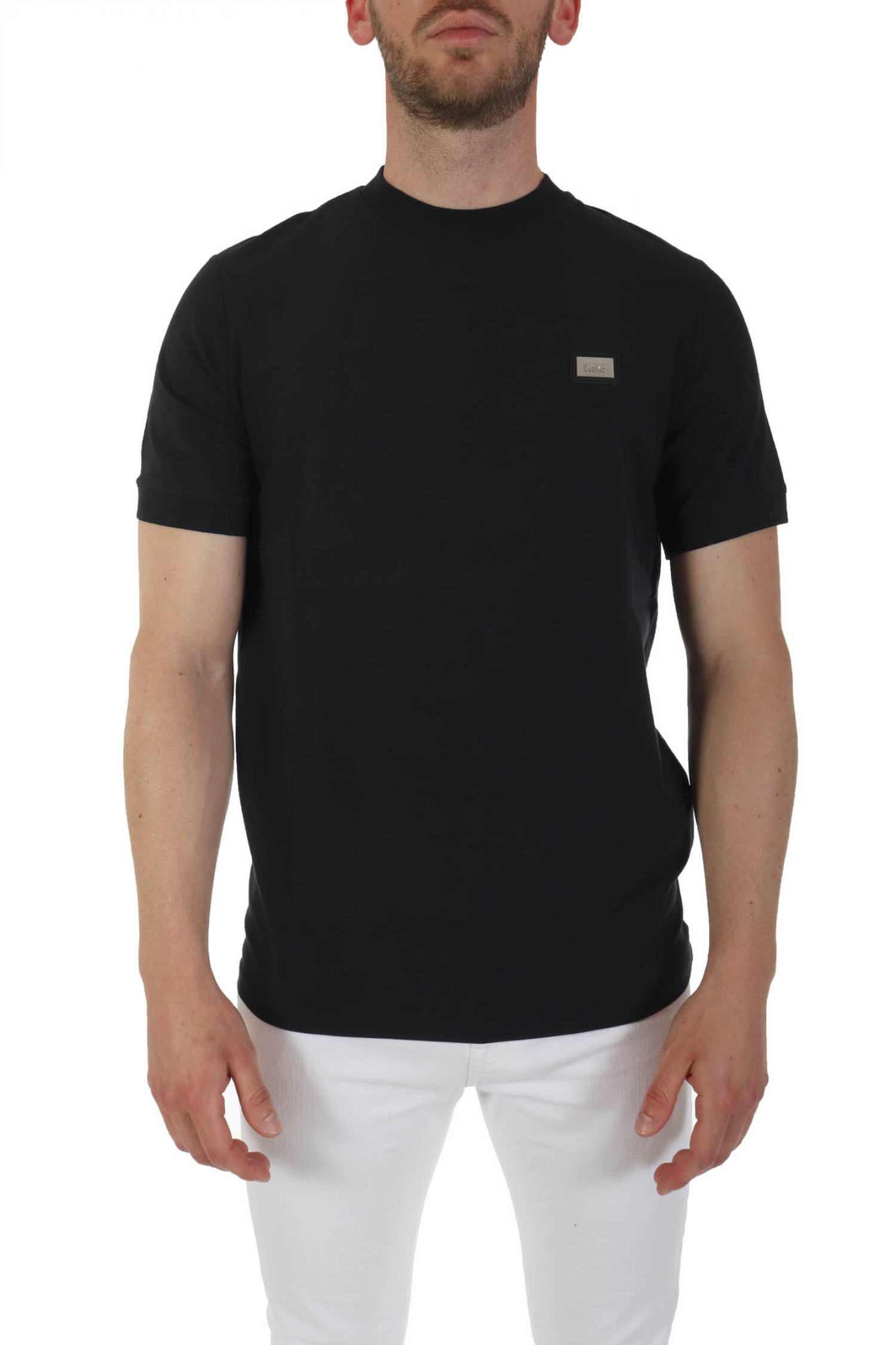 KARL LAGERFELD T-SHIRT METALLIC LOGO ΜΠΛΕ