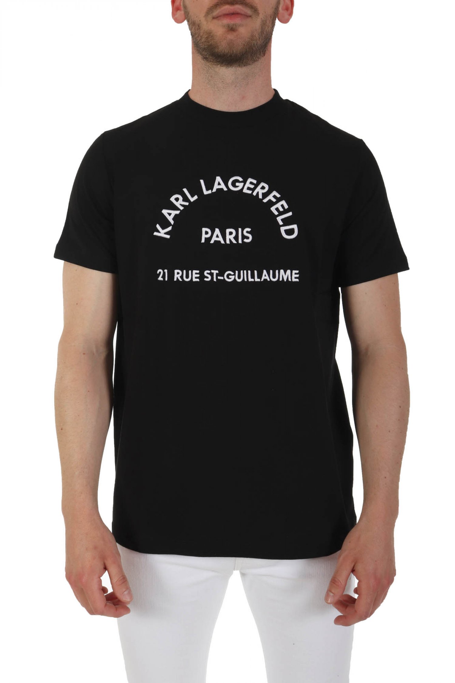 KARL LAGERFELD T-SHIRT LOGO 21 RUE ST-GUILLAUME PARIS ΜΑΥΡΟ ΜΑΥΡΟ