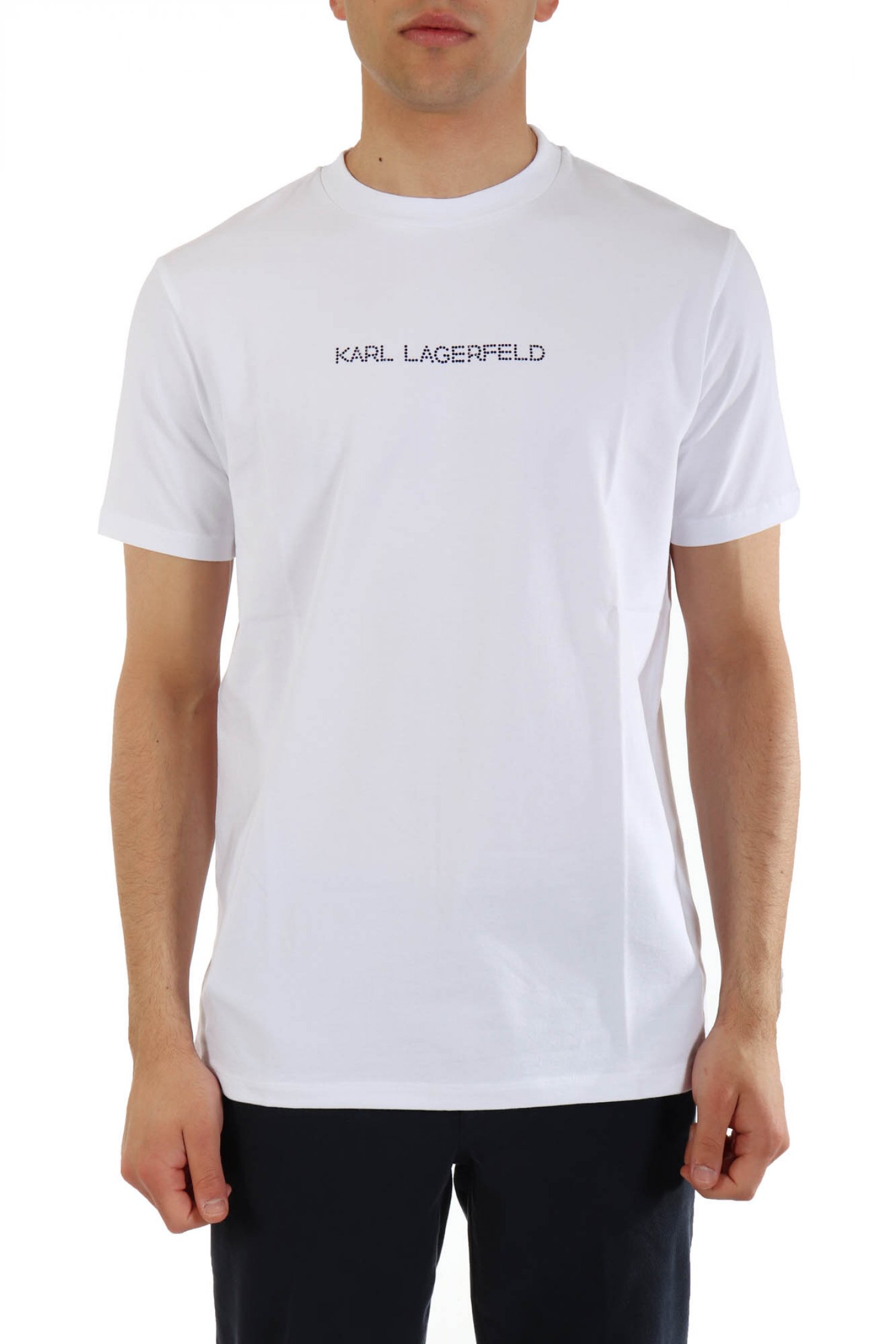 KARL LAGERFELD T-SHIRT LOGO STRASS ΛΕΥΚΟ