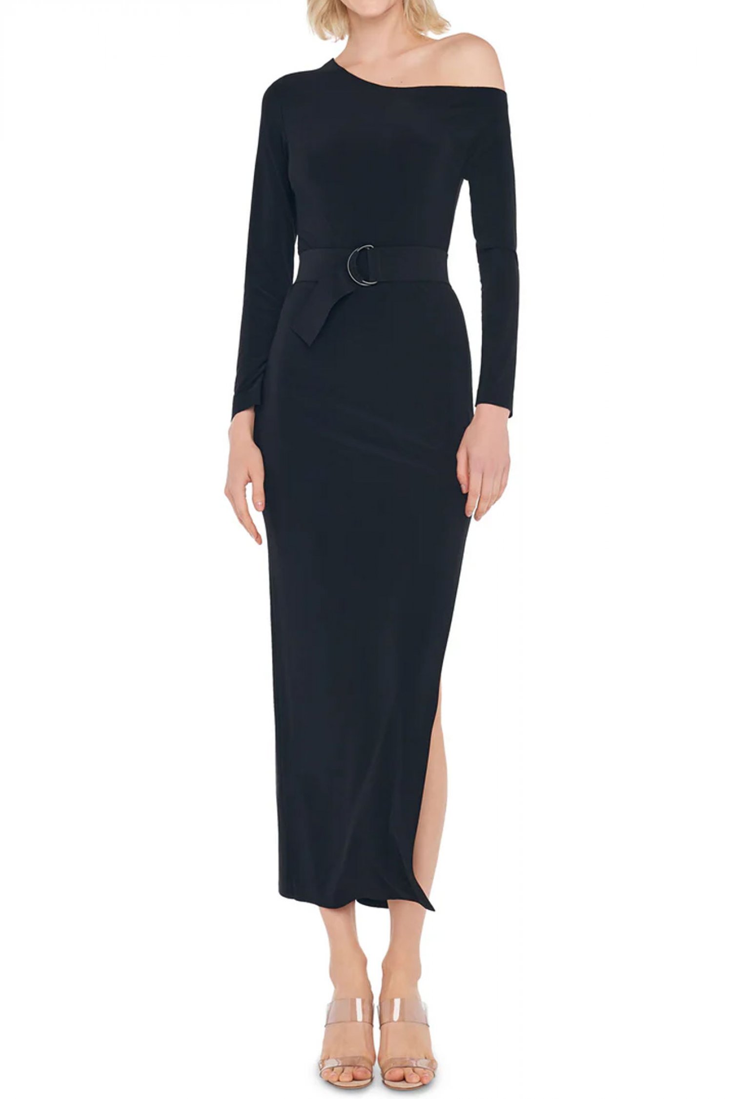 NORMA KAMALI ΦΟΡΕΜΑ MIDI ΣΚΙΣΙΜΟ ΠΛΑΙ ΖΩΝΗ ΜΑΥΡΟ