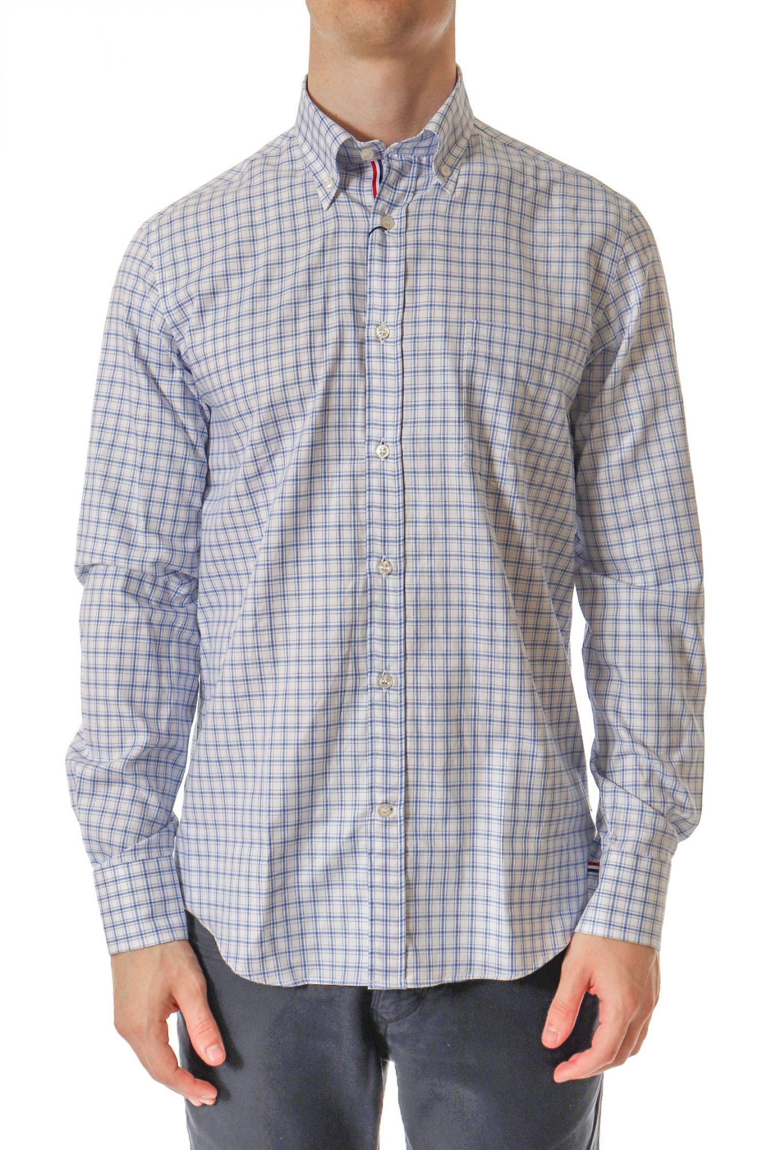 PAUL&SHARK PAUL&SHARK ΠΟΥΚΑΜΙΣΟ ΚΑΡΩ BUTTON DOWN ΛΕΥΚΟ-ΣΙΕΛ