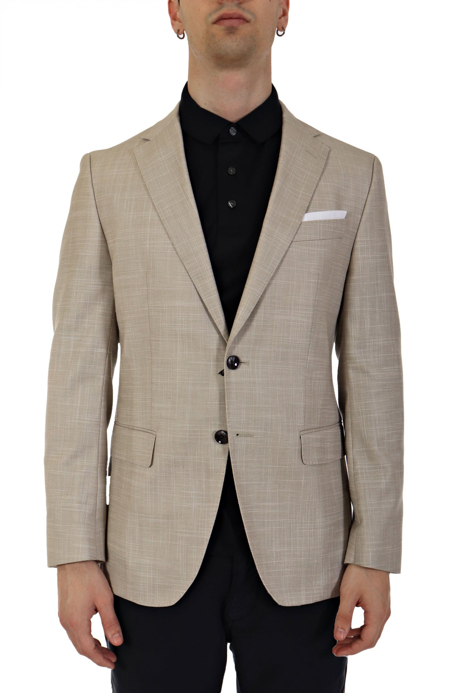 BOSS ΣΑΚΑΚΙ LANIFICIO TESSE BIELA STRETCH SLIM FIT H-HUTSON-233 ΕΚΡΟΥ