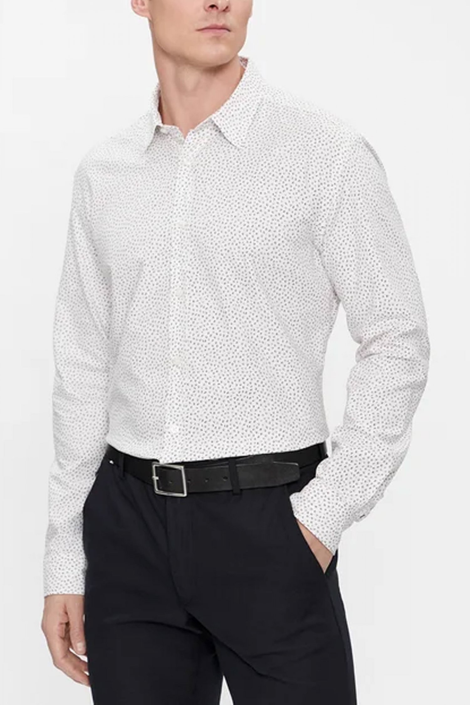 BOSS ΠΟΥΚΑΜΙΣΟ ΜΙΚΡΟΣΧΕΔΙΟ REGULAR FIT S-LIAM-KENTC1-233 ΛΕΥΚΟ-ΚΑΦΕ-ΜΑΥΡΟ