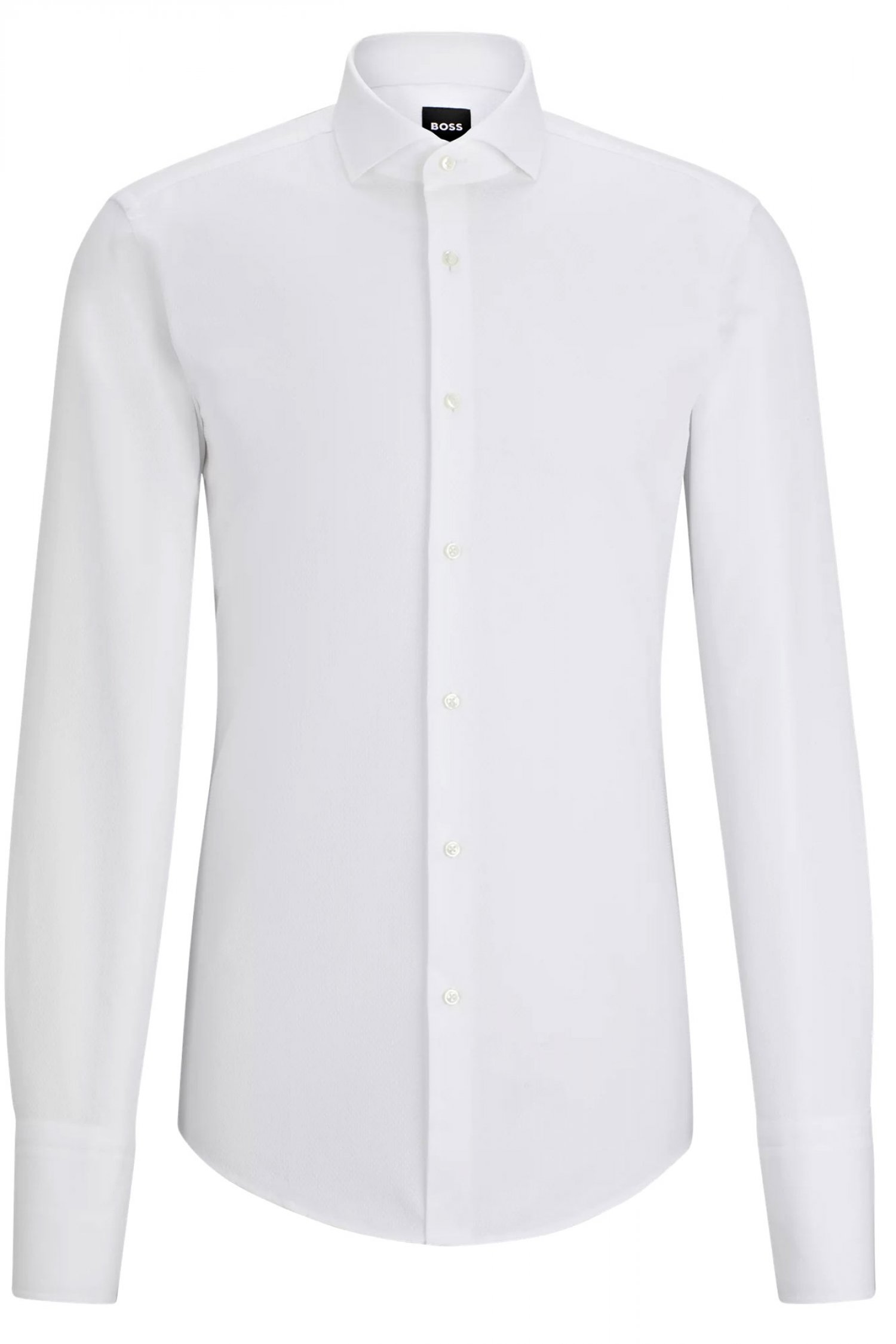 BOSS ΠΟΥΚΑΜΙΣΟ ΜΙΚΡΟΣΧΕΔΙΟ ΜΑΝΙΚΕΤΟΚΟΥΜΠΟ SLIM FIT H-HANK-SPREAD-DC-214 ΛΕΥΚΟ