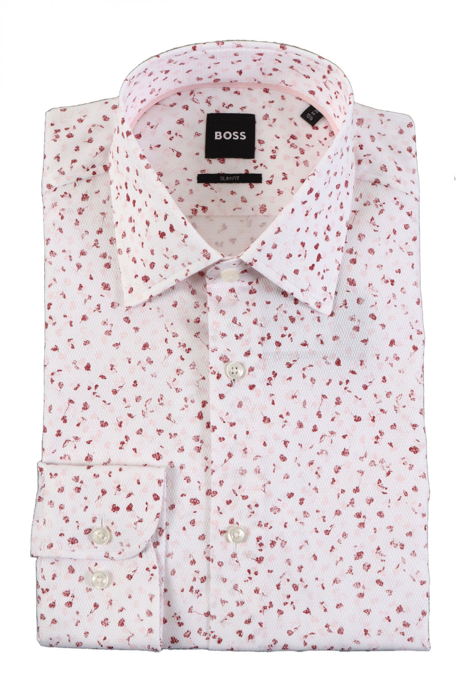 BOSS ΠΟΥΚΑΜΙΣΟ FLORAL SLIM FIT H-HANK-KENT-C1-214 ΛΕΥΚΟ-ΜΠΟΡΝΤΩ