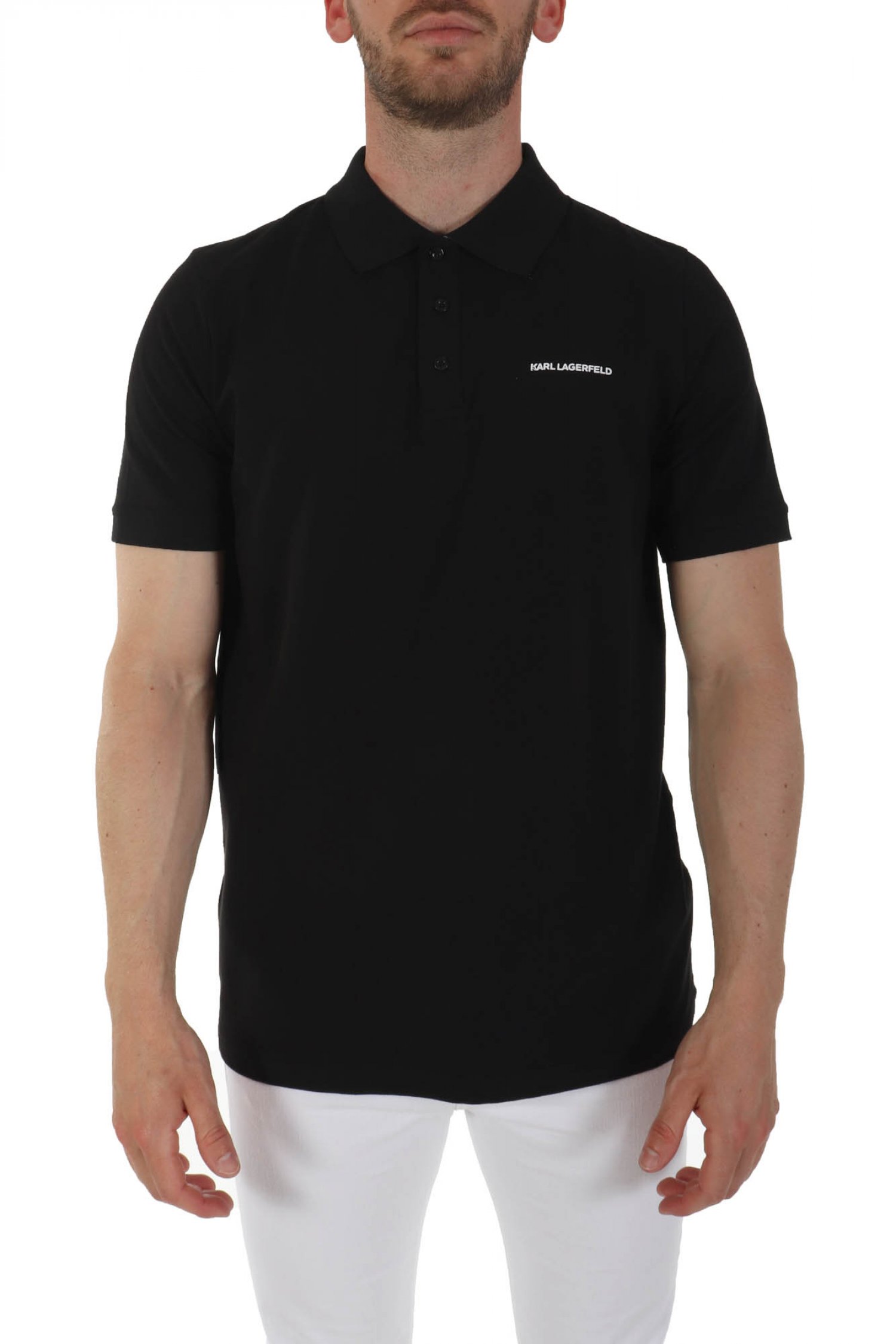 KARL LAGERFELD POLO LOGO ΜΑΥΡΟ