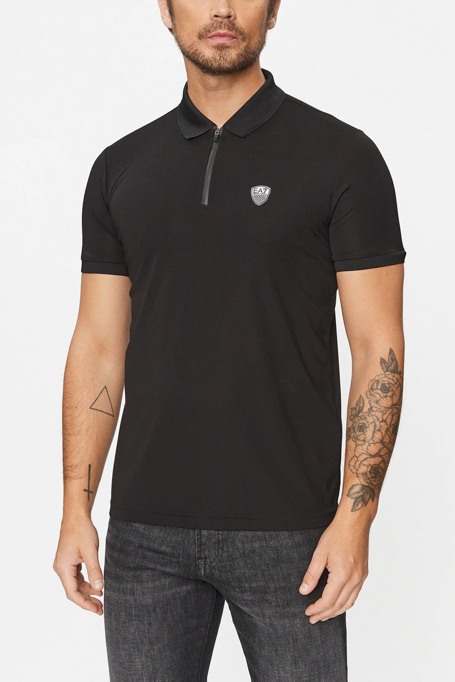 ARMANI 7 ARMANI 7 POLO HALFZIP LOGO ΜΑΥΡΟ
