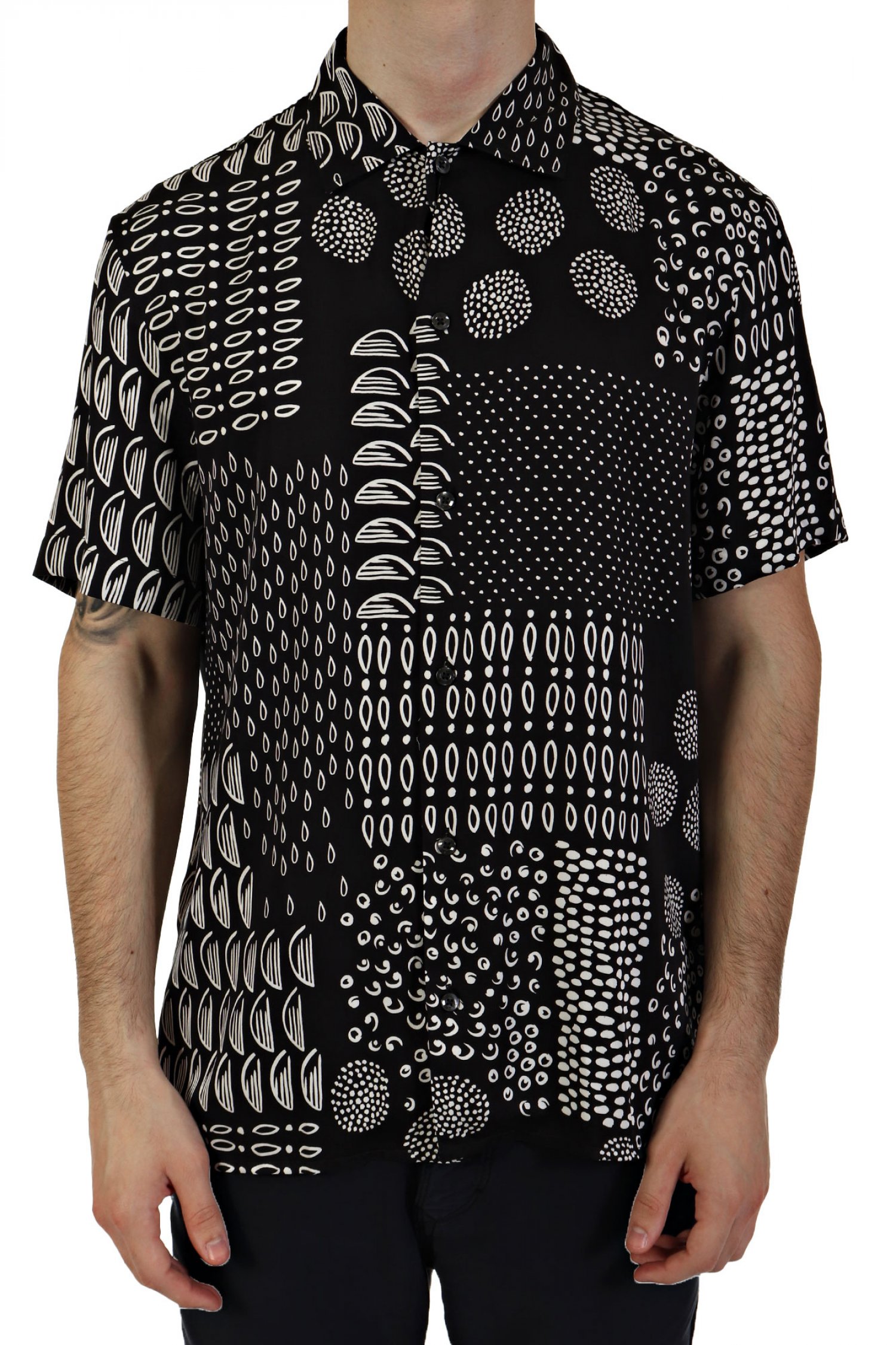 BALDESSARINI ΠΟΥΚΑΜΙΣΟ ΜΙΚΡΟΣΧΕΔΙΟ BLACK BEAUTY ΜΑΥΡΟ-ΛΕΥΚΟ