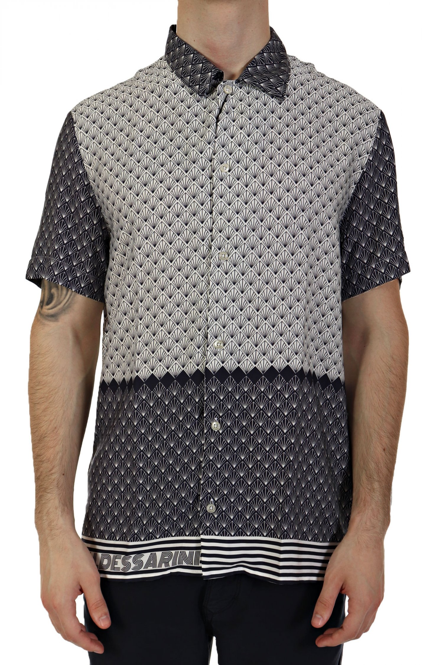 BALDESSARINI BALDESSARINI ΠΟΥΚΑΜΙΣΟ ΜΙΚΡΟΣΧΕΔΙΟ DEEP WELL MUSTER ΛΕΥΚΟ-ΜΠΛΕ