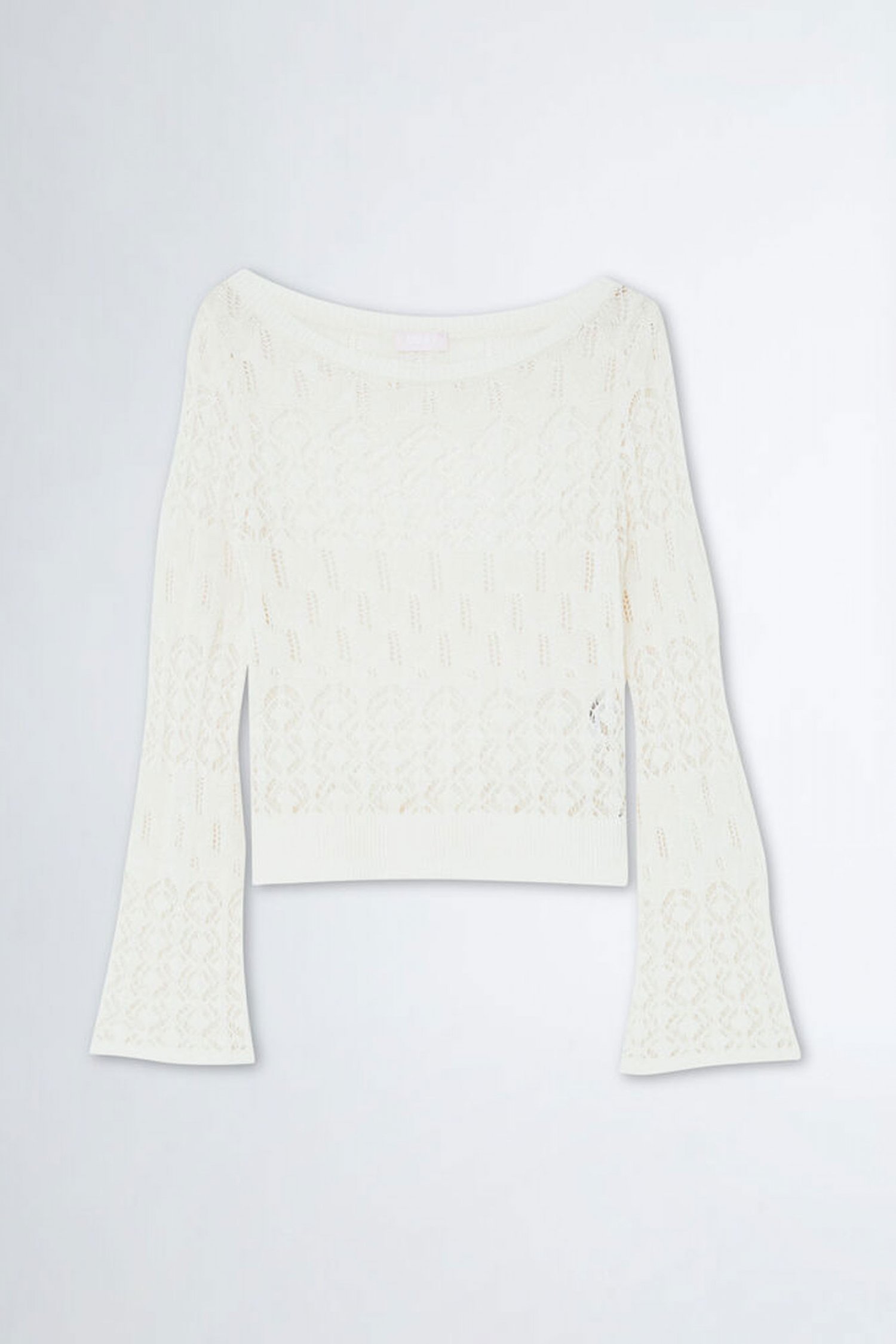 LIU-JO ΜΠΛΟΥΖΑ ΠΛΕΚΤΟ ALL OVER GEOMETRIC LACE PATTERN ΕΚΡΟΥ