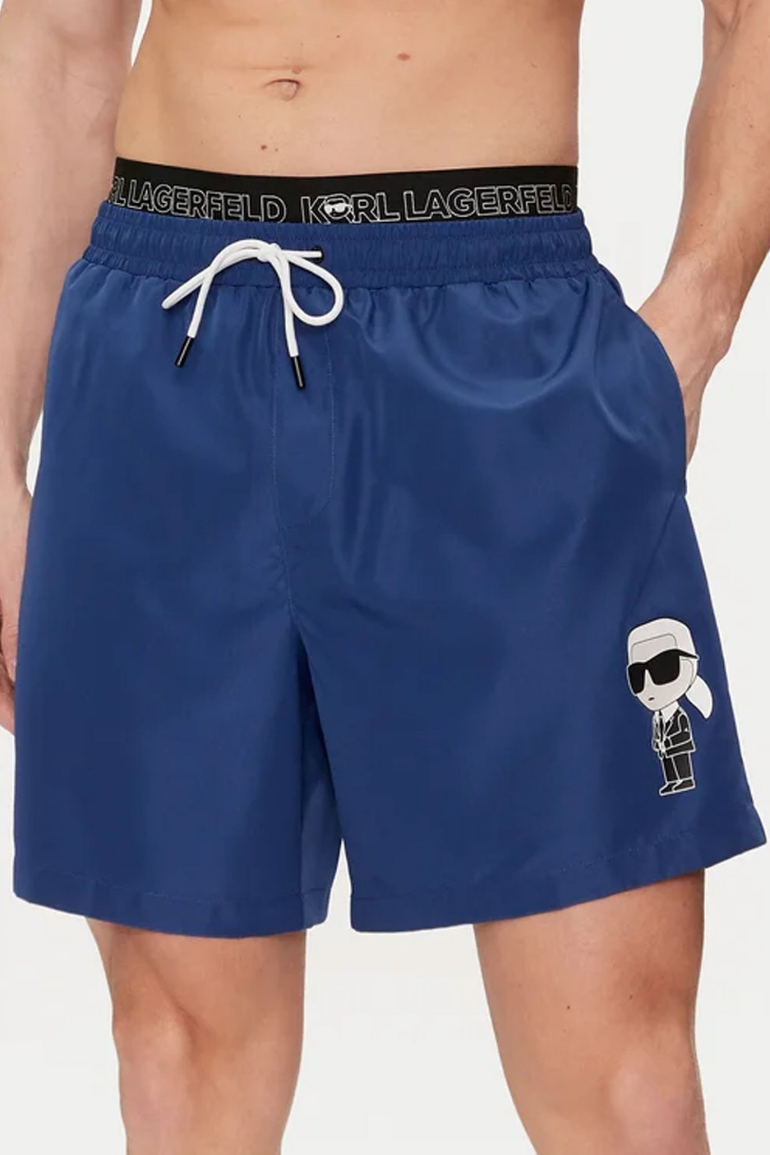 KARL LAGERGELD ΜΑΓΙΩ ΣΟΡΤΣ LOGO IKONIK 2.0 ELASTIC MED ΜΠΛΕ