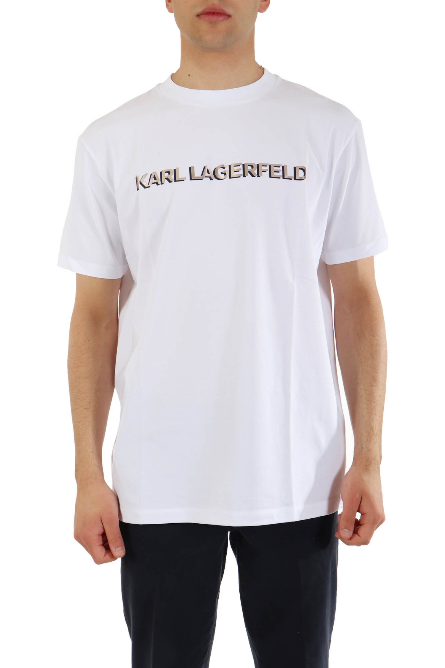 KARL LAGERFELD T-SHIRT CREWNECK LOGO ΛΕΥΚΟ