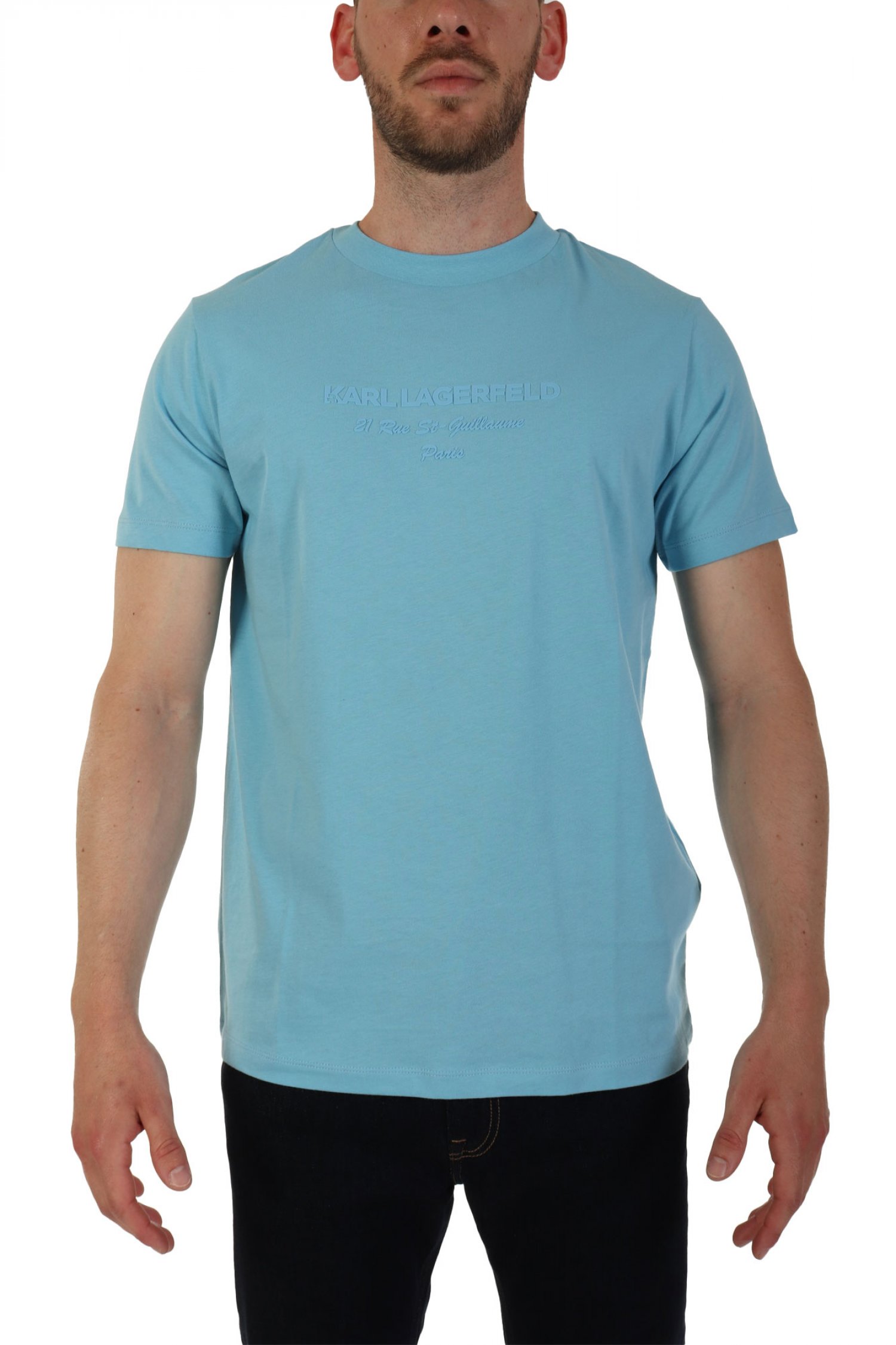 KARL LAGERFELD T-SHIRT CREW NECK LOGO ΣΙΕΛ