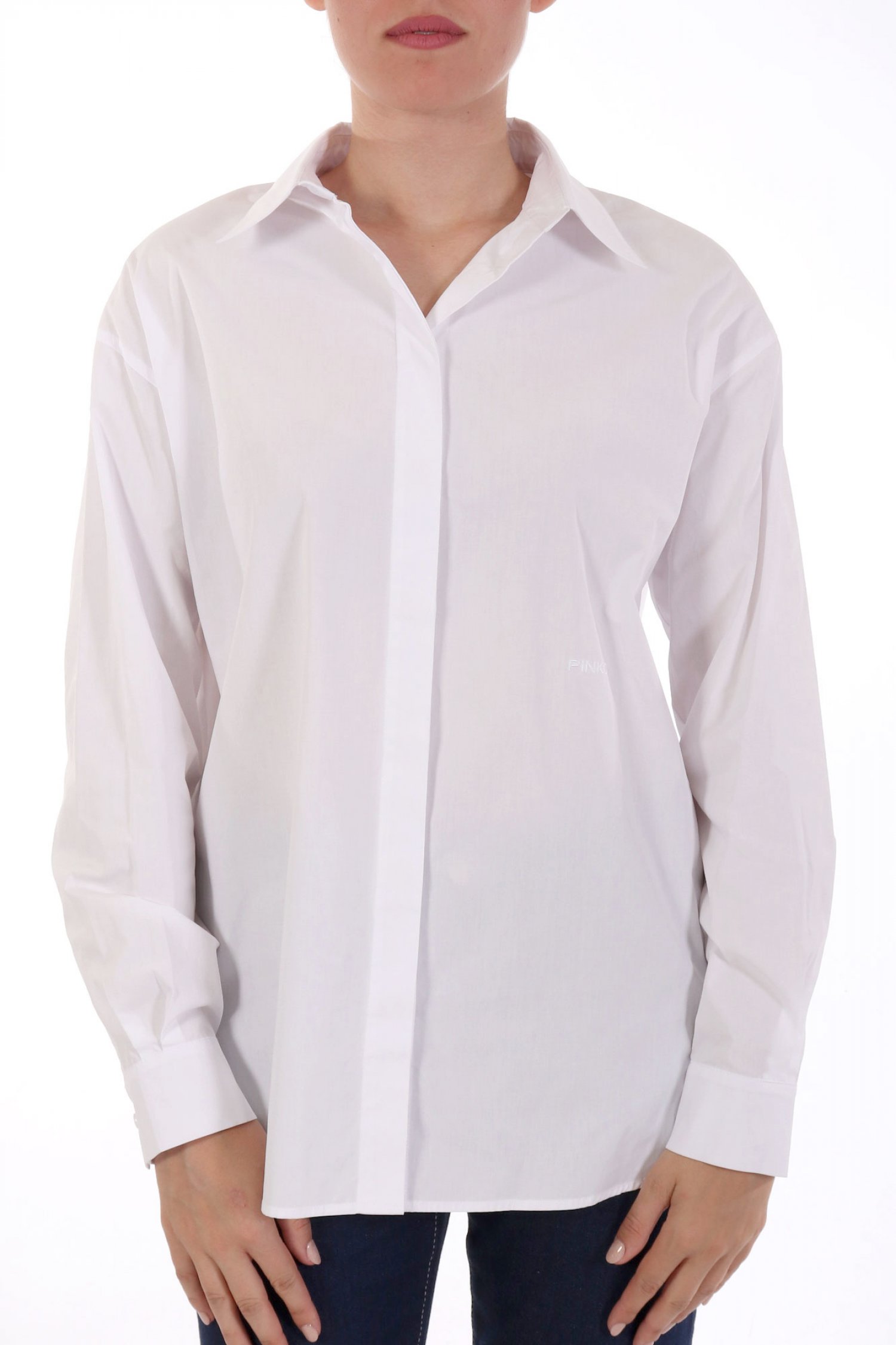PINKO ΠΟΥΚΑΜΙΣΟ OVERSIZED FIT BRIDPORT CAMICIA ΛΕΥΚΟ