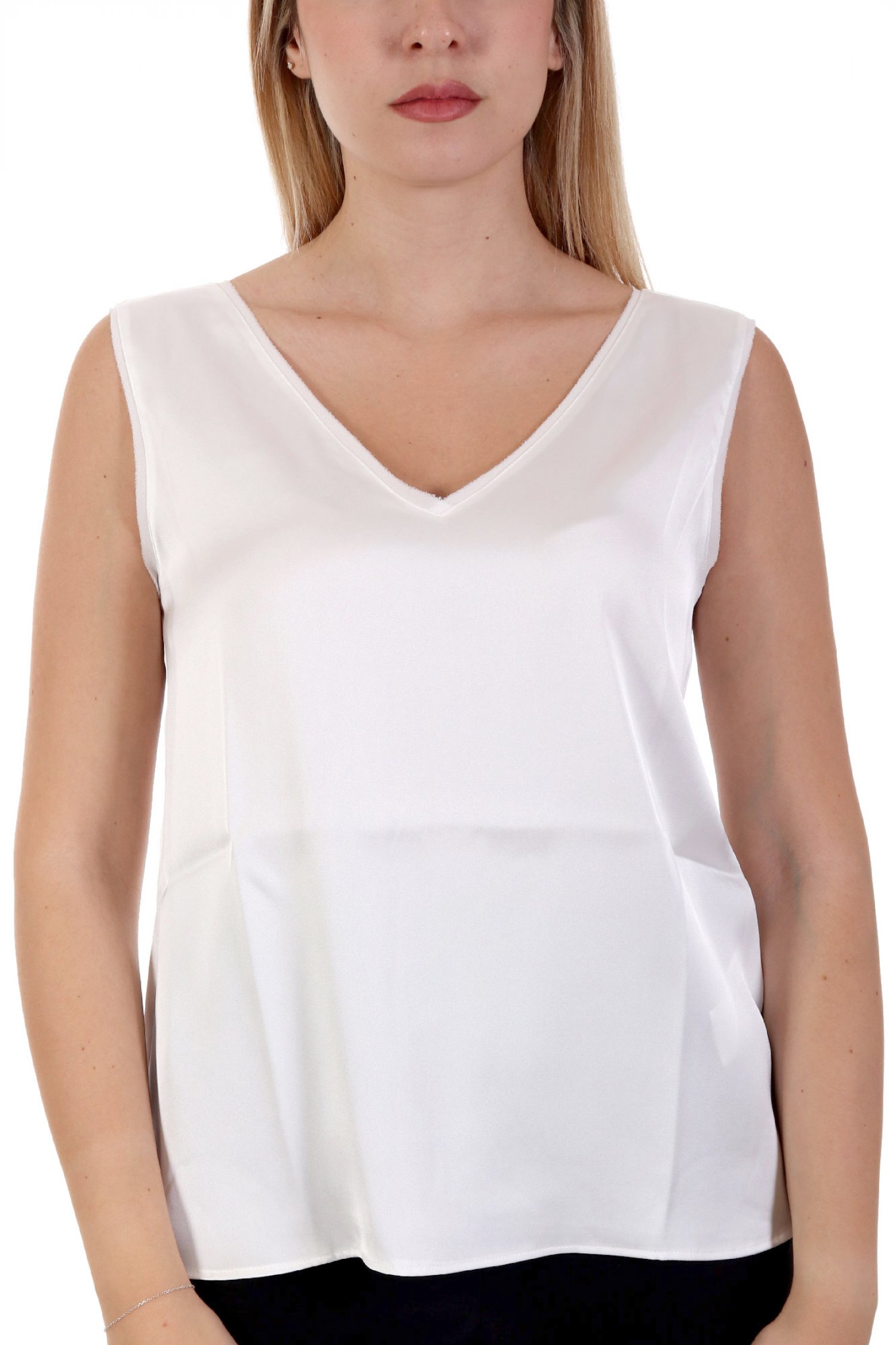 MARELLA EMME DEODARA TOP V-NECK ΛΕΥΚΟ