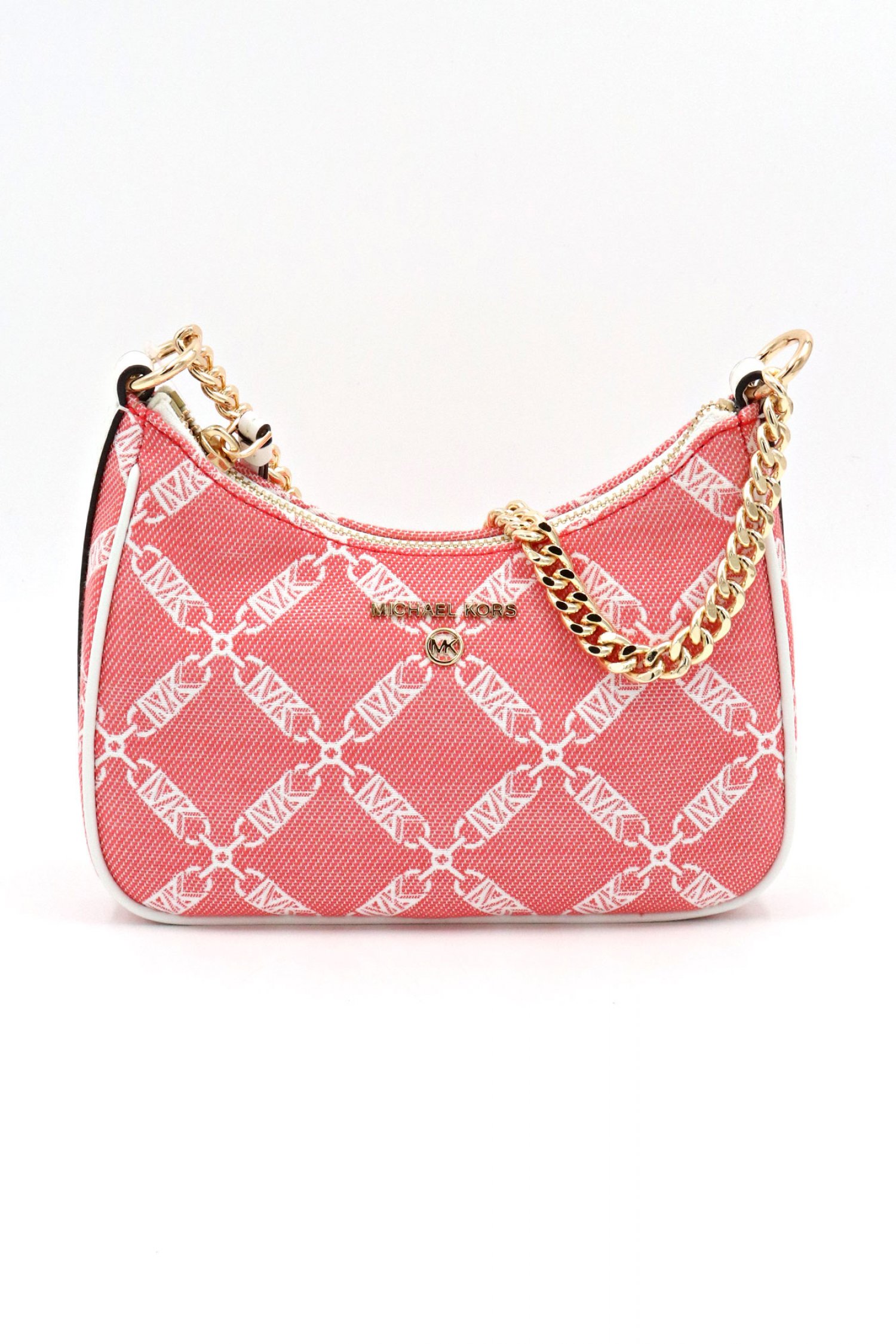 MICHAEL KORS MICHAEL KORS ΤΣΑΝΤΑΚΙ ΧΕΙΡΟΣ ΑΛΥΣΙΔΑ JET SET CHARM ΑLL OVER LOGO ΚΟΡΑΛΙ/ΛΕΥΚΟ