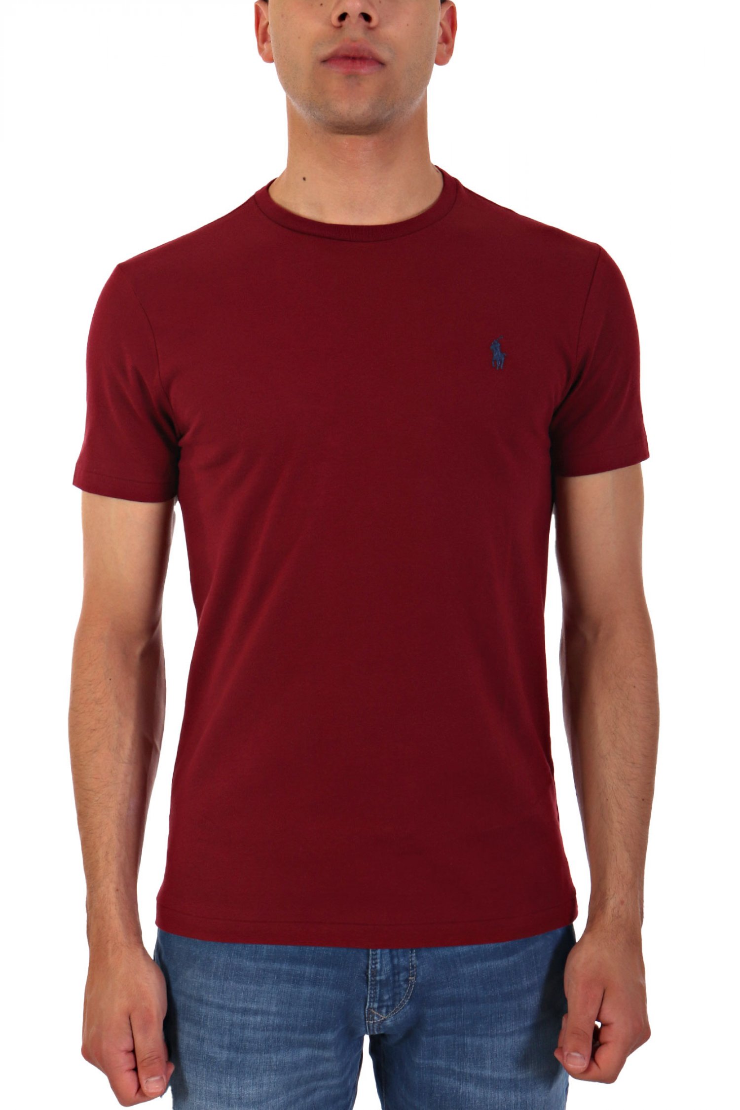 RALPH LAUREN T- SHIRT CUSTOM SLIM FIT LOGO ΜΠΟΡΝΤΩ