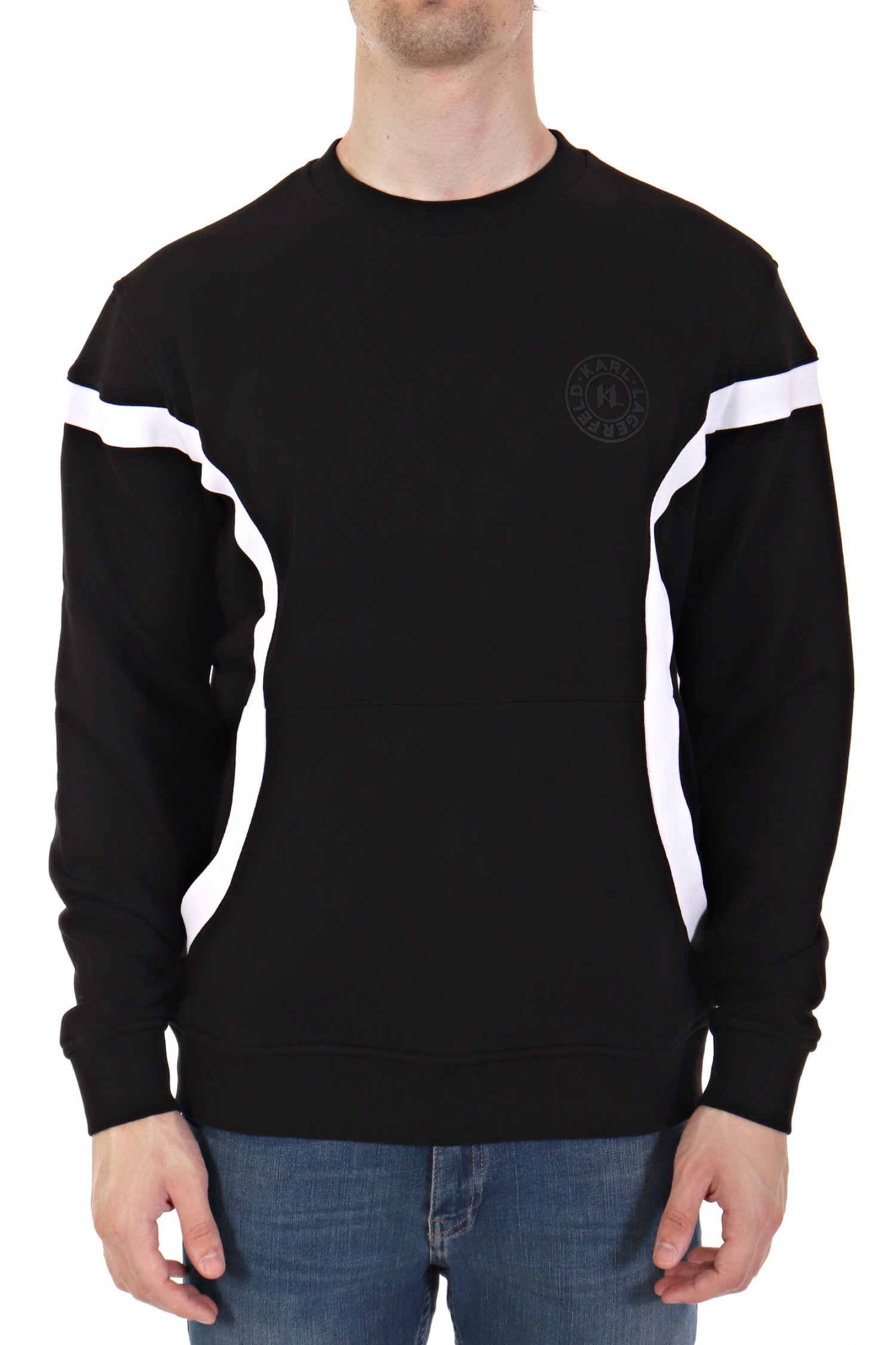 KARL LAGERFELD ΦΟΥΤΕΡ CREW NECK LOGO ΜΑΥΡΟ-ΛΕΥΚΟ