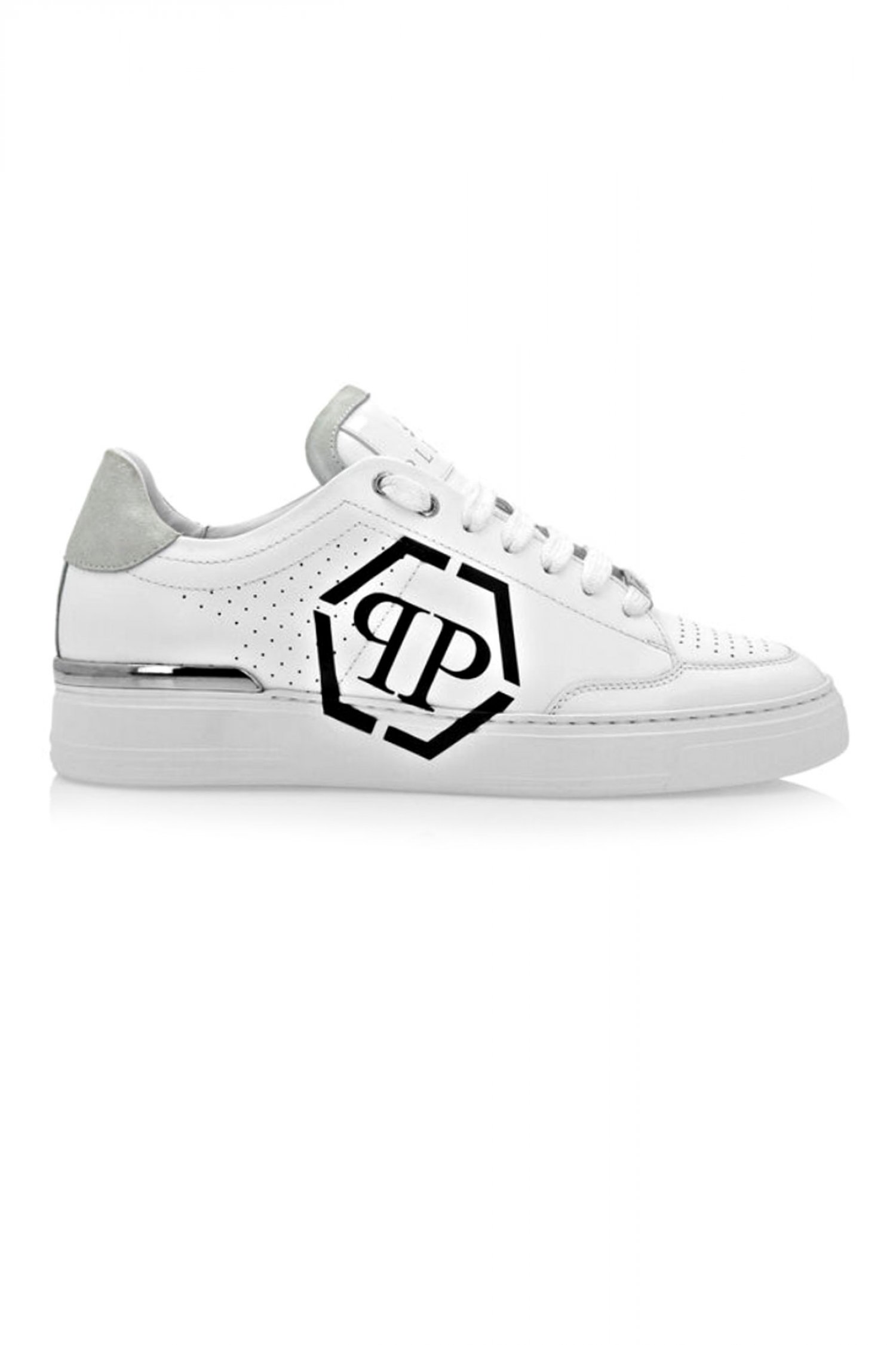 PHILIPP PLEIN ΠΑΠΟΥΤΣΙΑ SNEAKERS LOGO HEXAGON ΛΕΥΚΟ