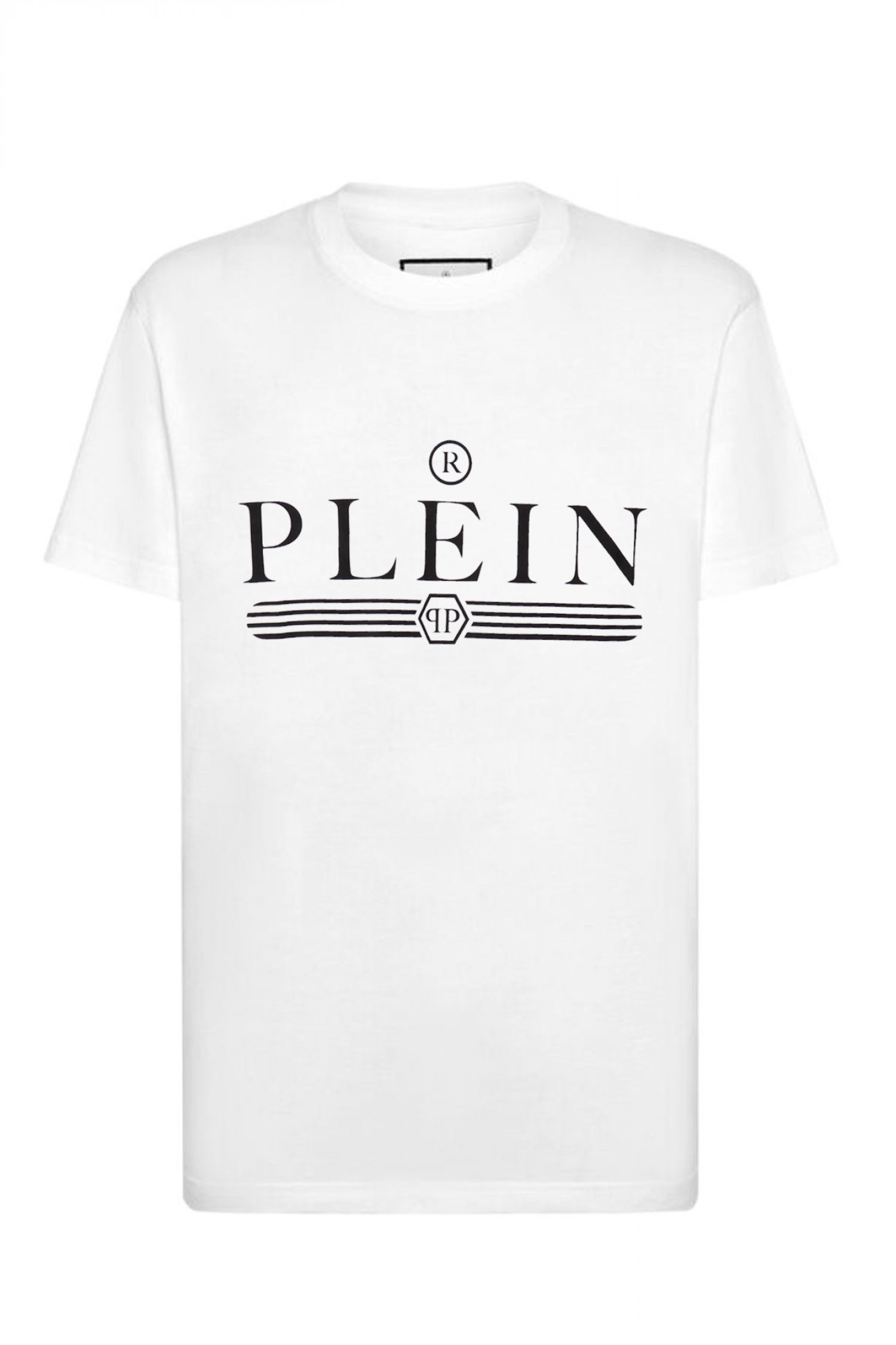 PHILIPP PLEIN T-SHIRT ROUND NECK LOGO ΛΕΥΚΟ