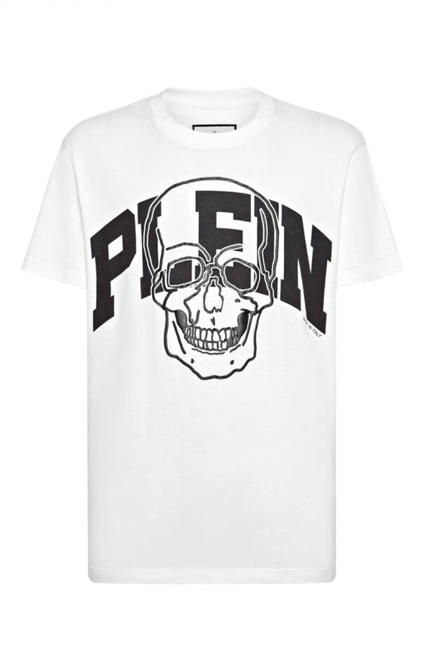 PHILIPP PLEIN T-SHIRT ROUND NECK LOGO ΛΕΥΚΟ