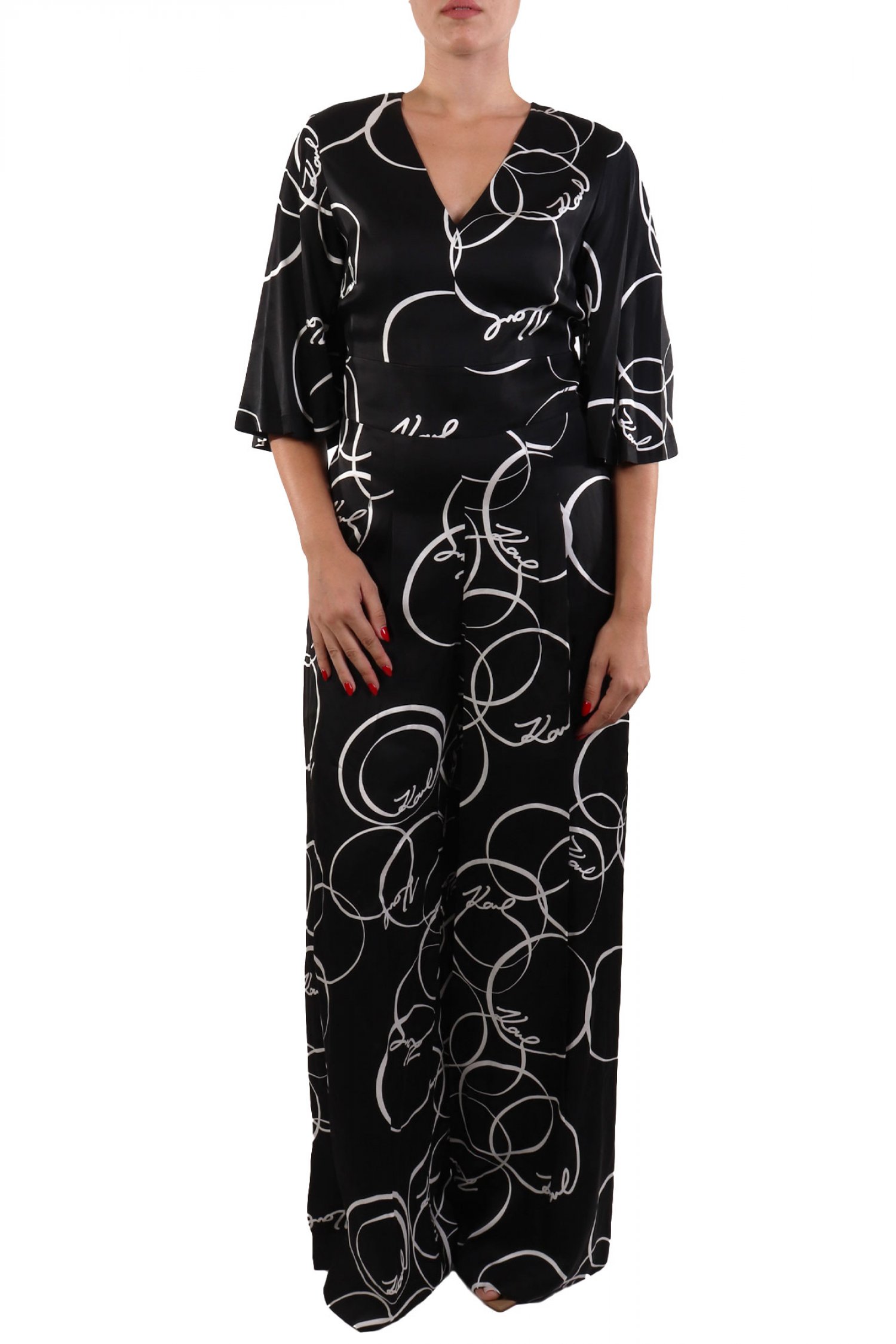 KARL LAGERFELD ΟΛΟΣΩΜΗ ΦΟΡΜΑ ΜΟΤΙΒΟ LOGO ΜΑΥΡΟ-ΛΕΥΚΟ