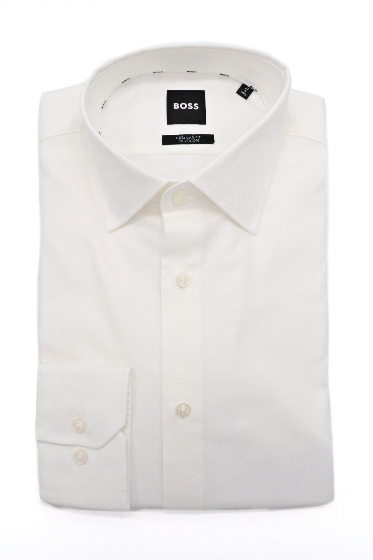 BOSS ΠΟΥΚΑΜΙΣΟ ΜΙΚΡΟΣΧΕΔΙΟ REGULAR FIT STRETCH EASY IRON H-JOE-kent-C1-214 ΛΕΥΚΟ