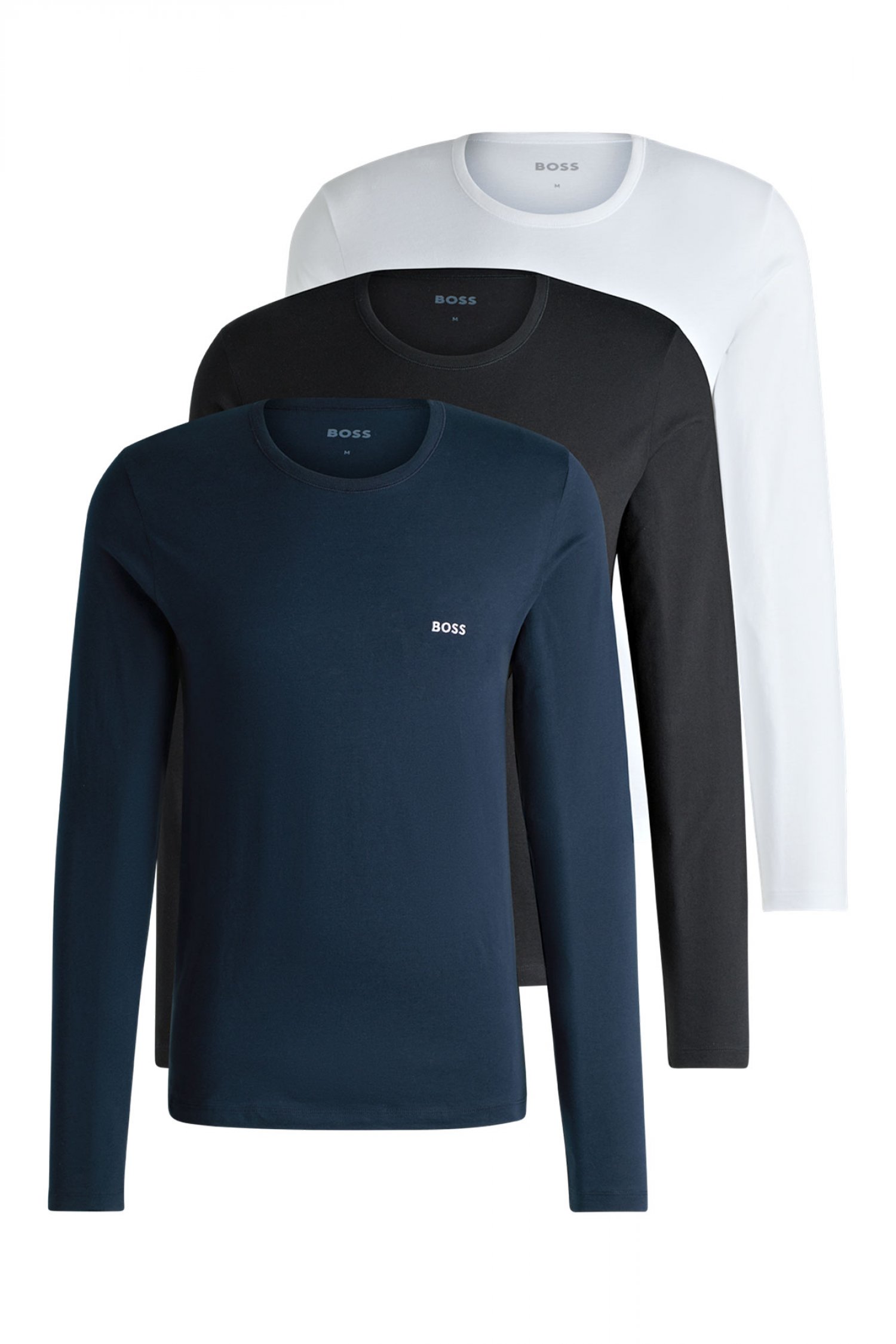 BOSS ΕΣΩΡΟΥΧΟ T-SHIRT CREW NECK REGULAR FIT T-SHIRT LSSHIRT RN 3P CLASSIC ΜΑΥΡΟ-ΜΠΛΕ-ΛΕΥΚΟ
