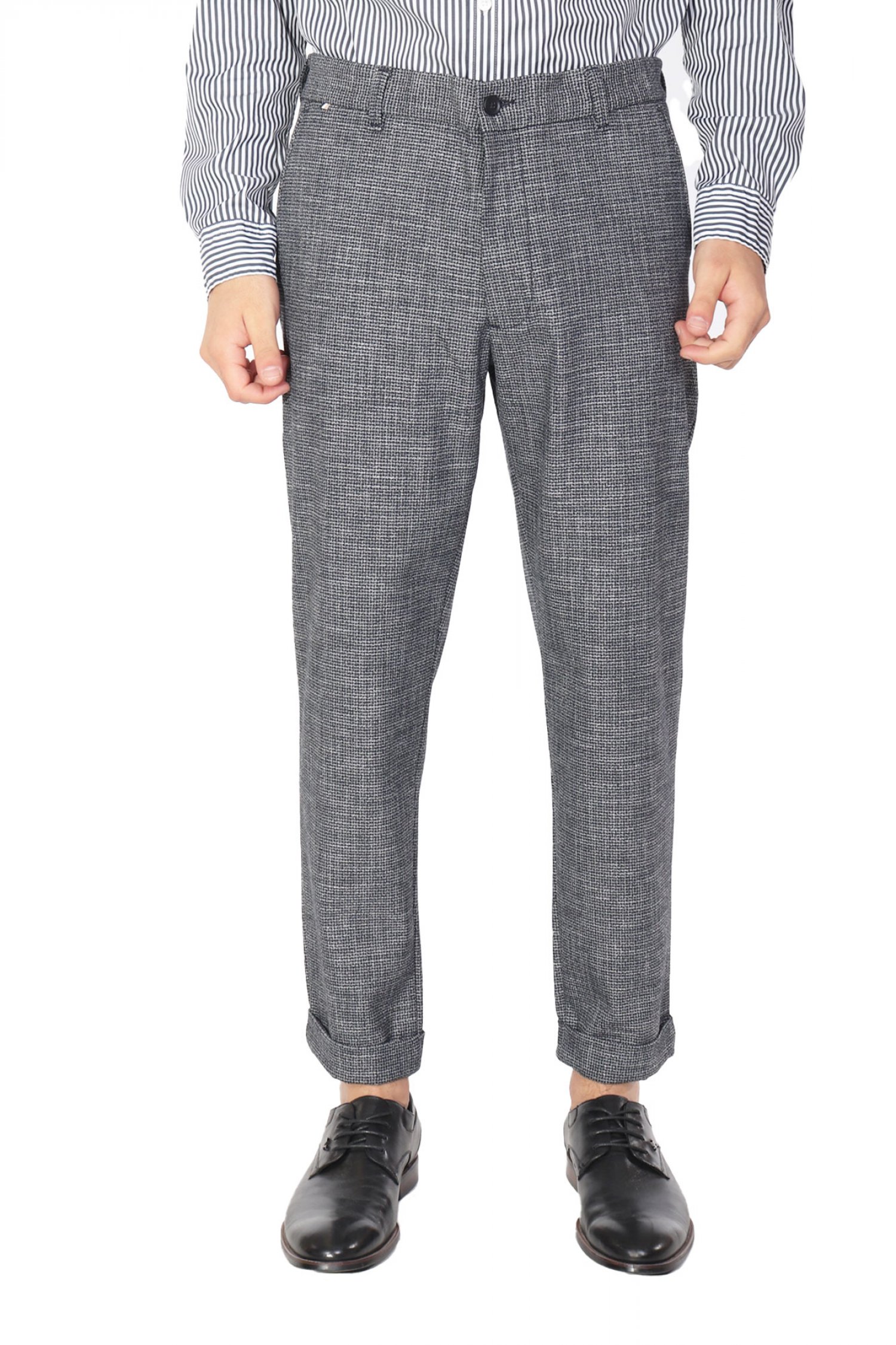 BOSS ΠΑΝΤΕΛΟΝΙ CHINO ΜΙΚΡΟΣΧΕΔΙΟ REGULAR TAPERED K-KANE-IDS-TU ΜΑΥΡΟ