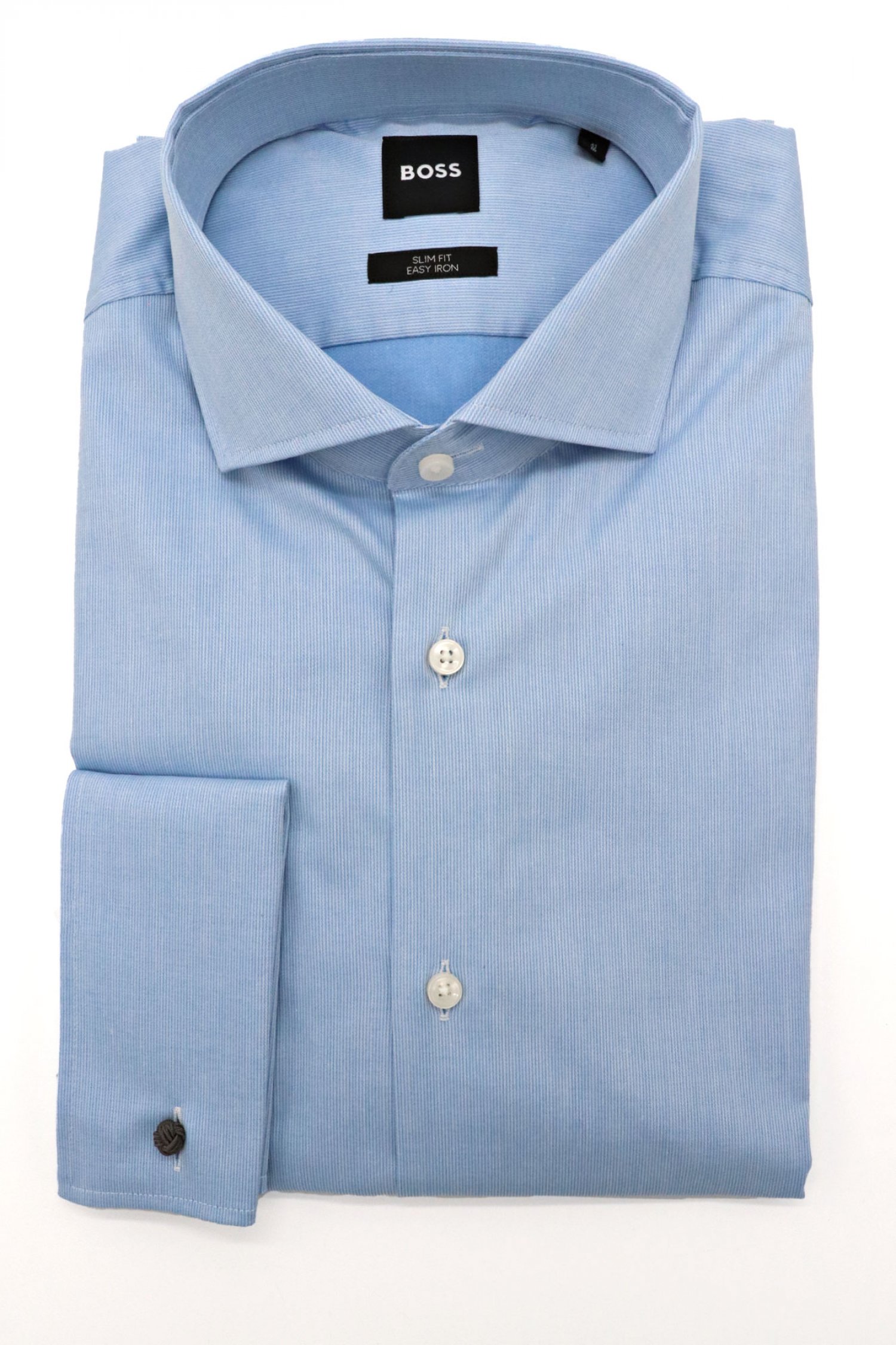 BOSS ΠΟΥΚΑΜΙΣΟ ΜΑΝΙΚΕΤΟΚΟΥΜΠΟ SLIM FIT EASY IRON H-HANK-SPREAD-DC-214 ΣΙΕΛ