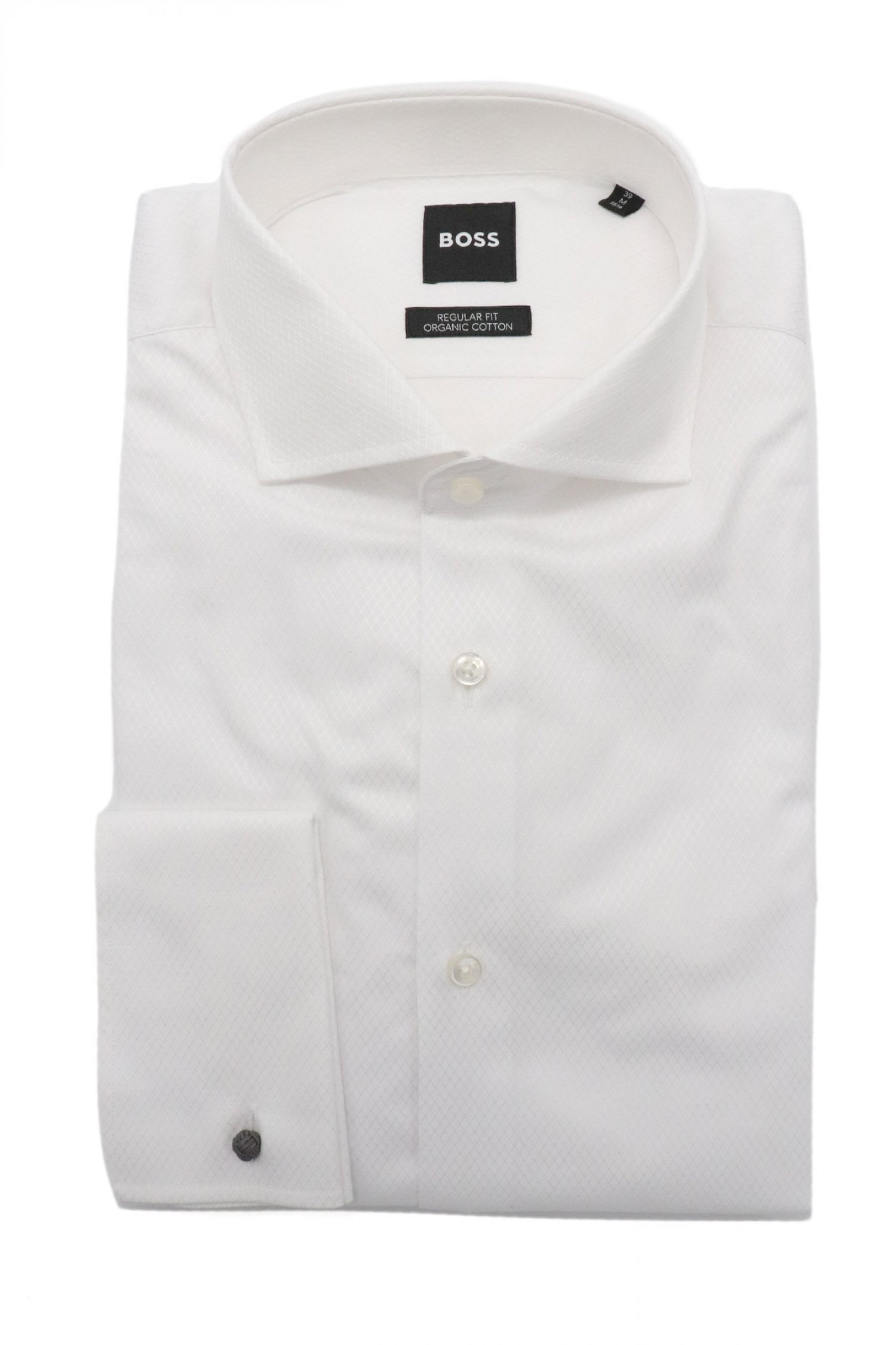 BOSS ΠΟΥΚΑΜΙΣΟ ΜΑΝΙΚΕΤΟΚΟΥΜΠΟ REGULAR FIT ΜΙΚΡΟΣΧΕΔΙΟ H-JOE-SPREAD-DC-214 ΛΕΥΚΟ