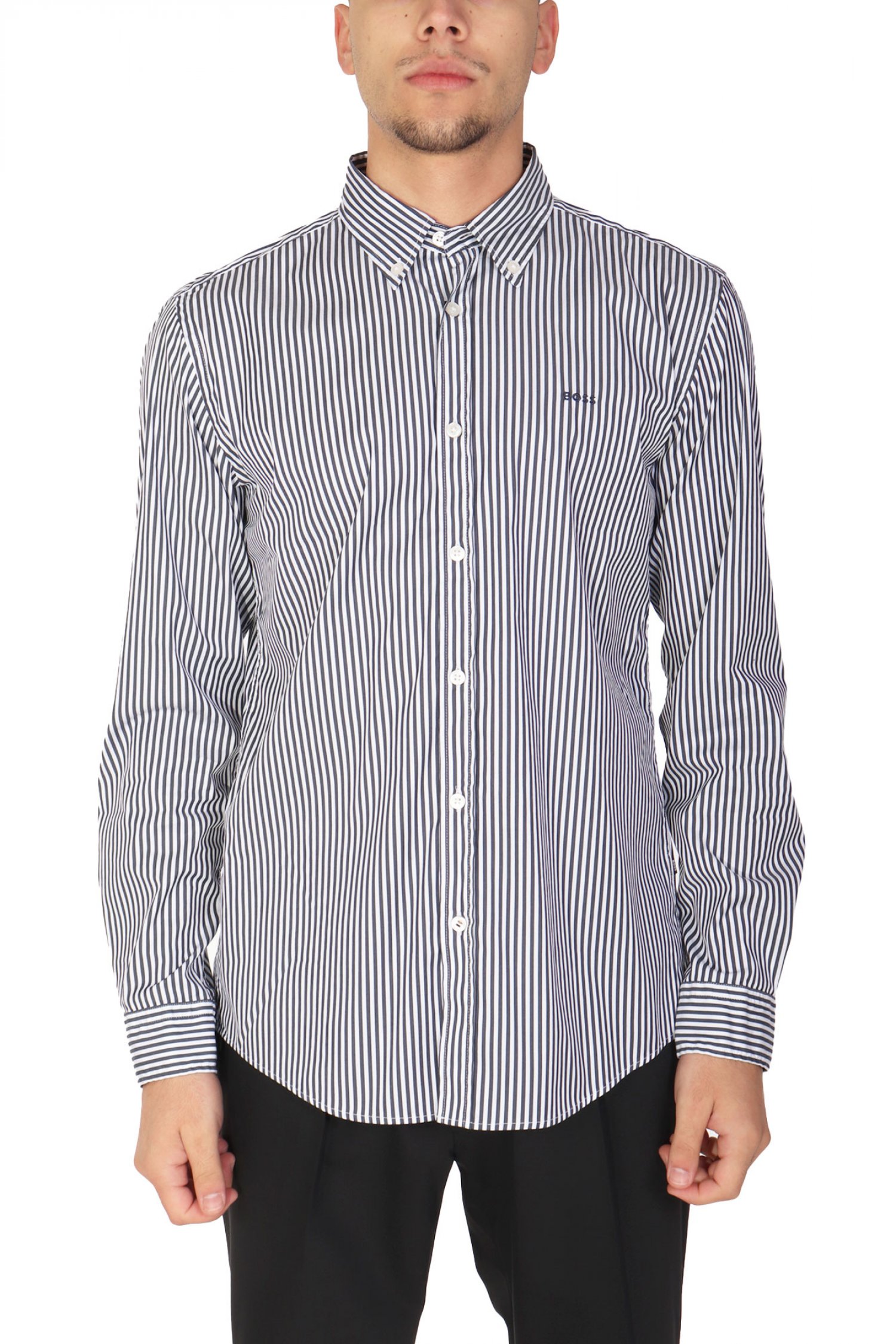 BOSS ΠΟΥΚΑΜΙΣΟ ΡΙΓΕ BUTTON DOWN SLIM FT STRETCH H-ROAN-BD-E-C1-243 ΜΠΛΕ