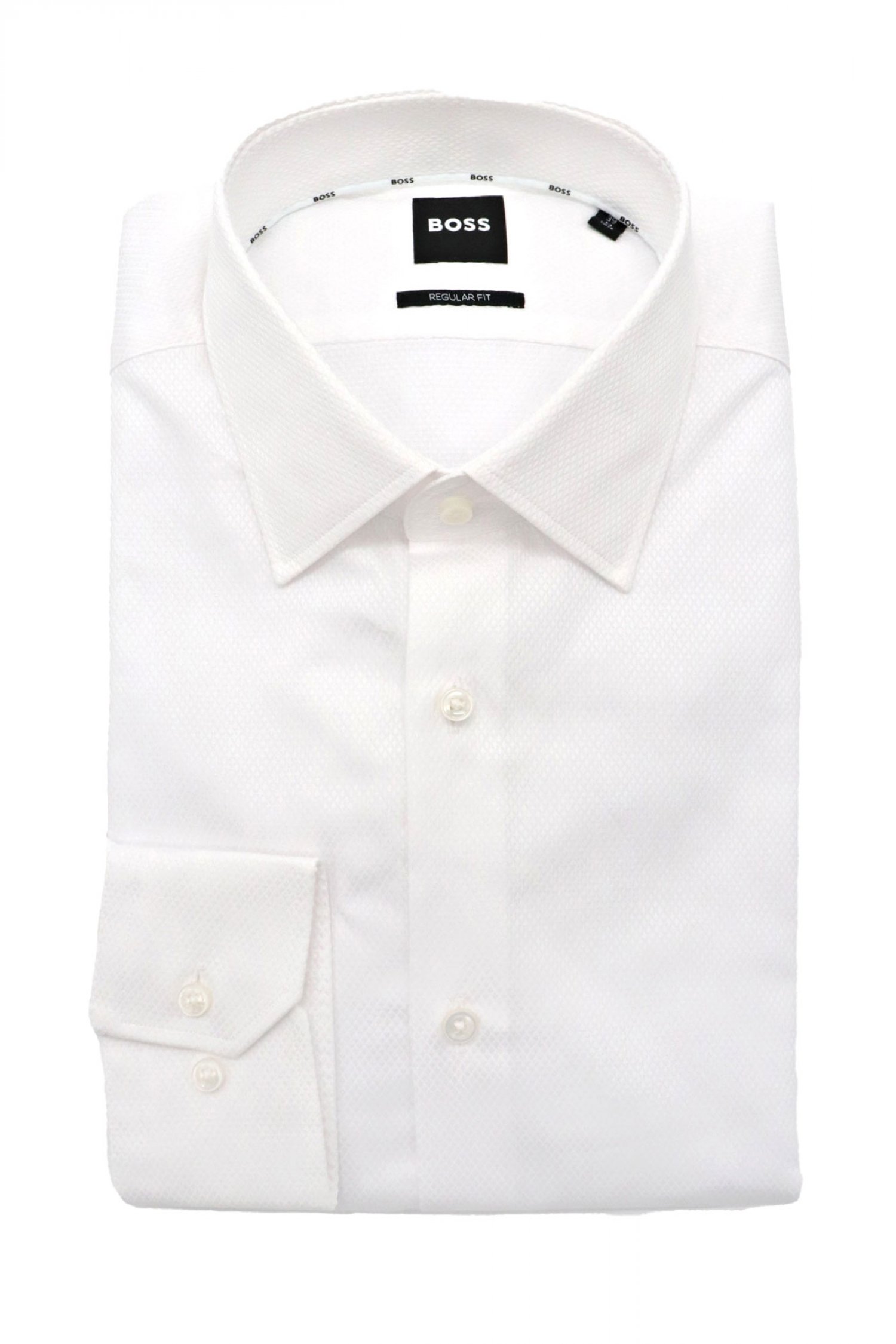 BOSS ΠΟΥΚΑΜΙΣΟ ΜΙΚΡΟΣΧΕΔΙΟ REGULAR FIT H-JOE-KENT-C1-214 ΛΕΥΚΟ