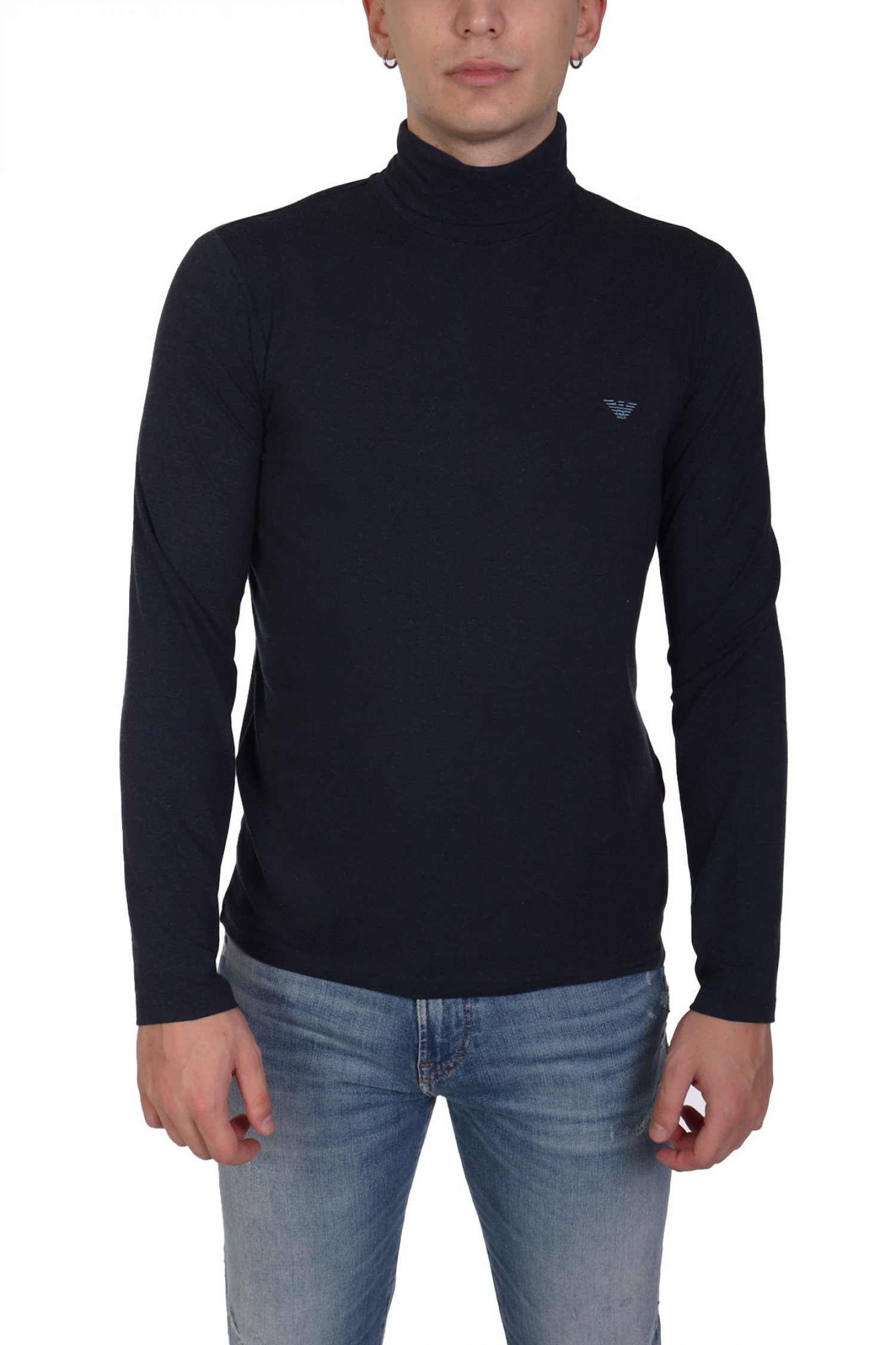 EMPORIO ARMANI T-SHIRT TURTLENECK LOGO ΜΠΛΕ