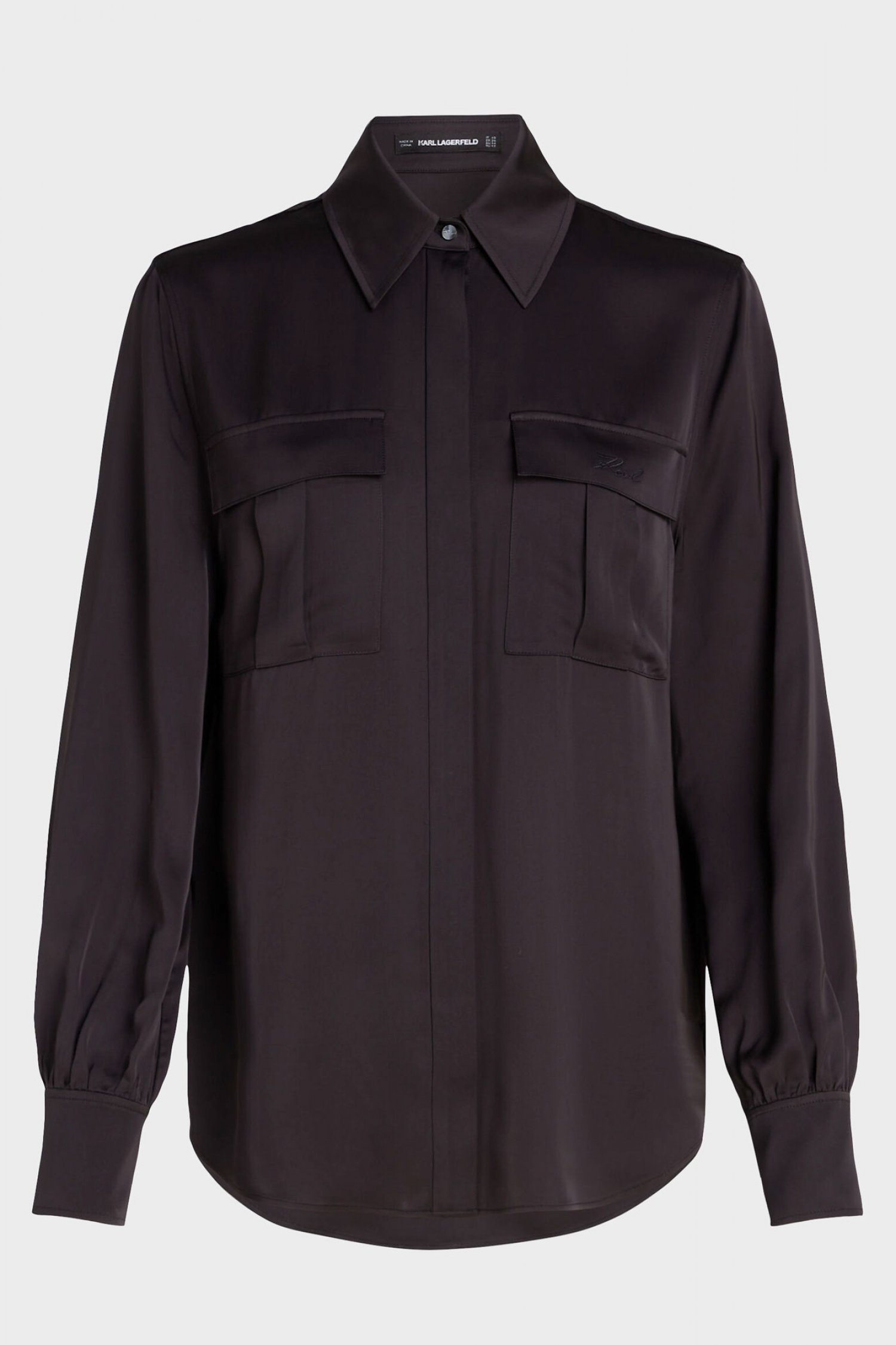KARL LAGERFELD ΠΟΥΚΑΜΙΣΟ ΣΑΤΕΝ CARGO ΜΑΥΡΟ